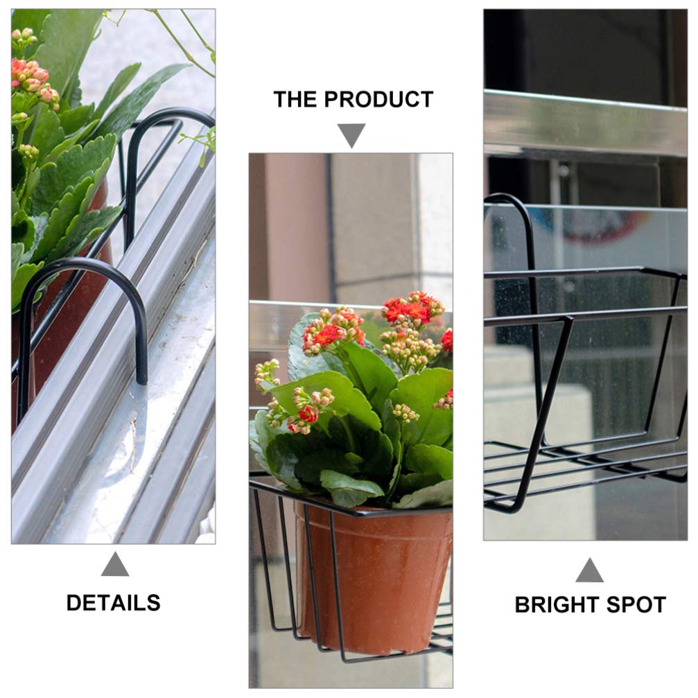 Cabilock Black Iron Railing Planter Box - 45 x 22 x 16.8cm Hanging Flower Pot Holder for Deck, Balcony & Fence | Outdoor Metal Hanging Basket for Plants, Herbs & Flowers | Perfect for Patio Decor, Garden Railings & Porch Shelves
