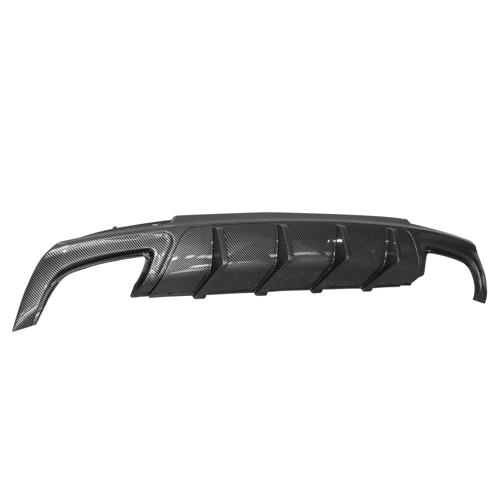 FREEMOTOR802 Rear Diffuser for 2015-2023 Chrysler 300 | IKON V1 Style Carbon Fiber Print PP Bumper Lip | Lower Valance Diffuser & Shark Fin Splitter 2-Piece Set | Upgrade Your Car's Rear Styling & Aerodynamics