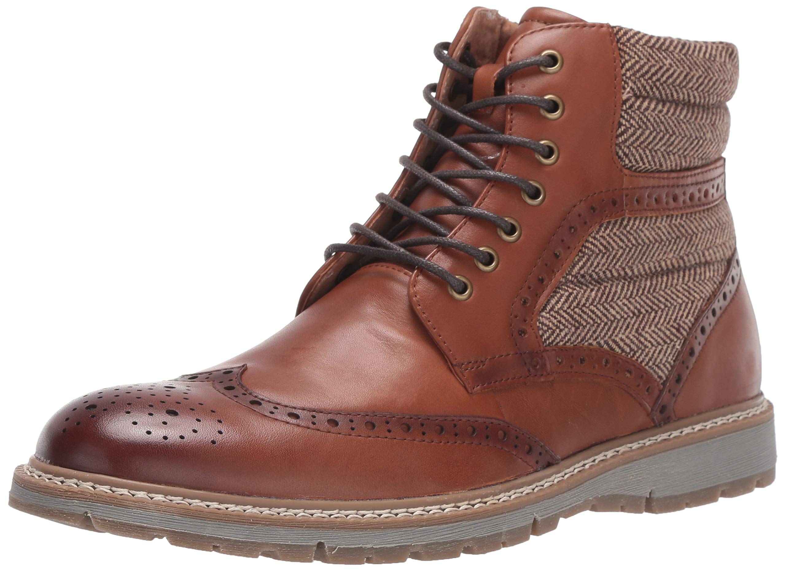 STACY ADAMS Men's Granger Wingtip Lace-up Boots - Classic Dress Boots for Business Casual & Formal Occasions | Comfortable Leather Shoes for Office, Weddings & Night Out