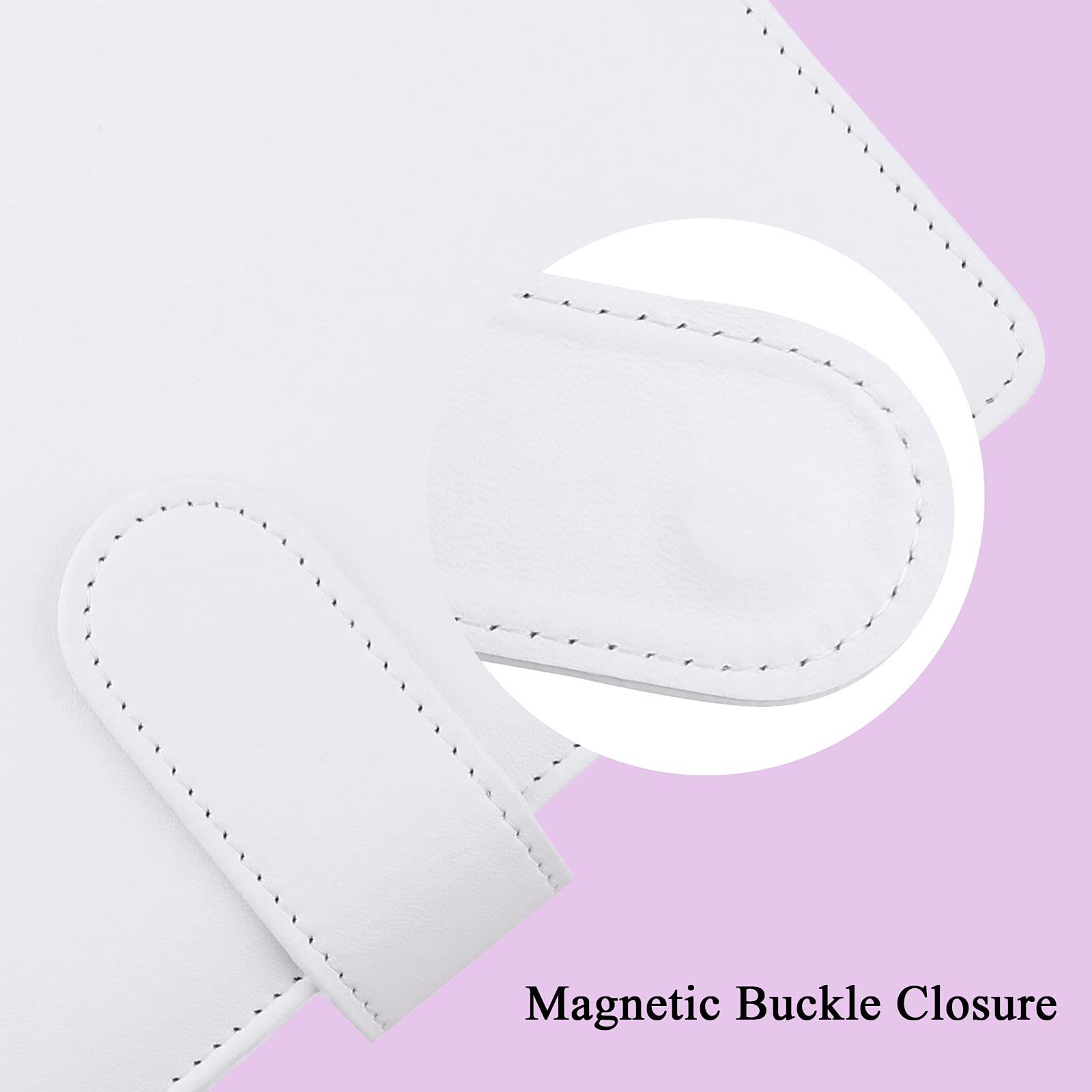 Antner A6 PU Leather Notebook Binder (White) with 12pcs Binder Pockets | 6-Hole A6 Size Refillable Organizer for School, Office & Travel | Perfect for Notes, Documents & Planner Accessories
