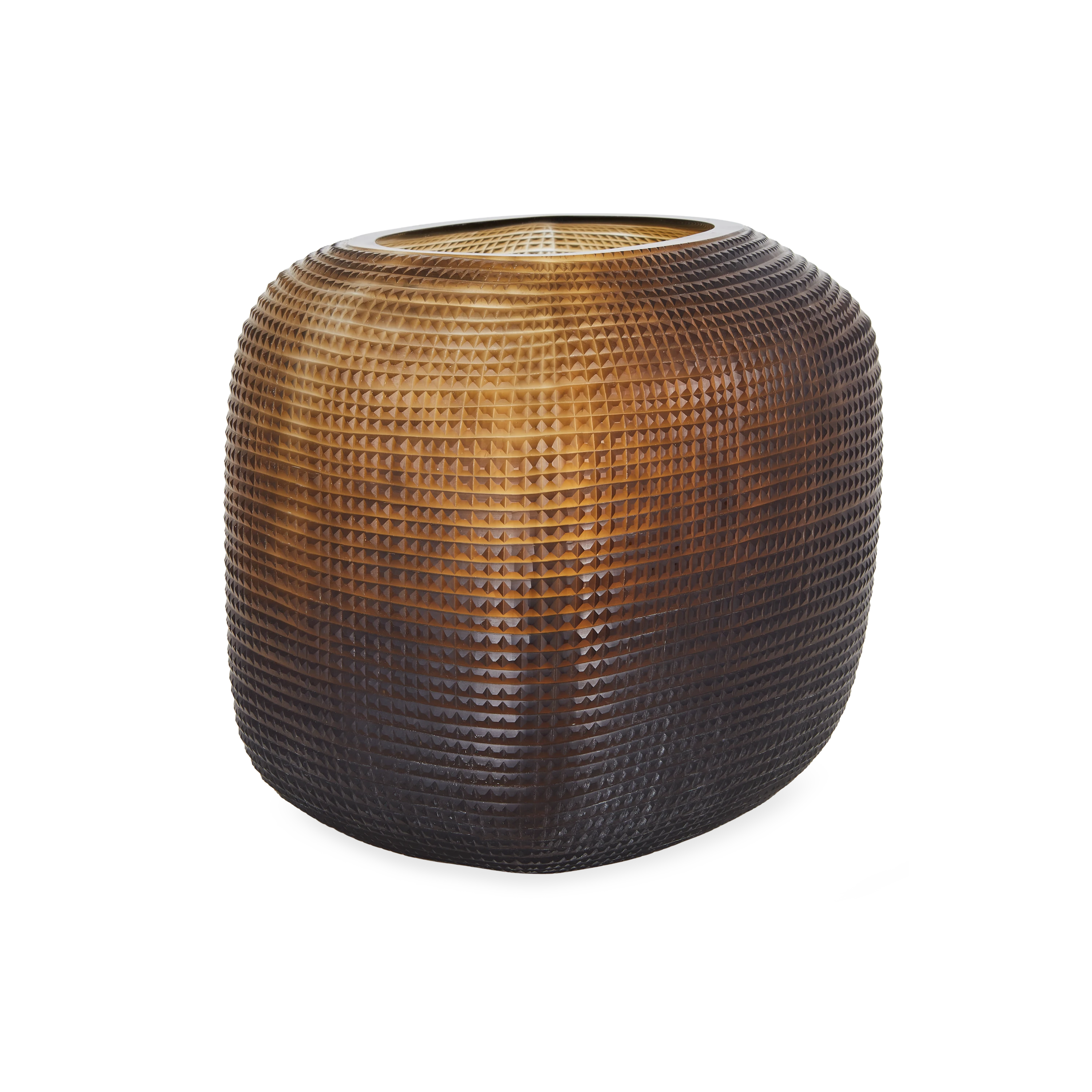 Fluted Glass Vase - Clear & Dark Brown Handmade Decorative Vase for Home Decor, Wedding Centerpieces, and Floral Arrangements