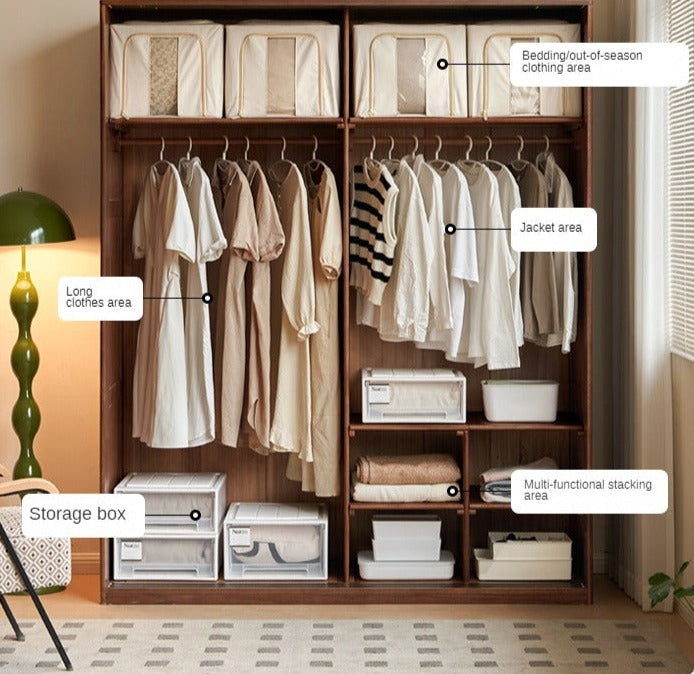 Solid Oak Wood Sliding Door Wardrobe Closet - Modern & Spacious Storage for Bedroom, Walk-In Closet, or Living Room Organization
