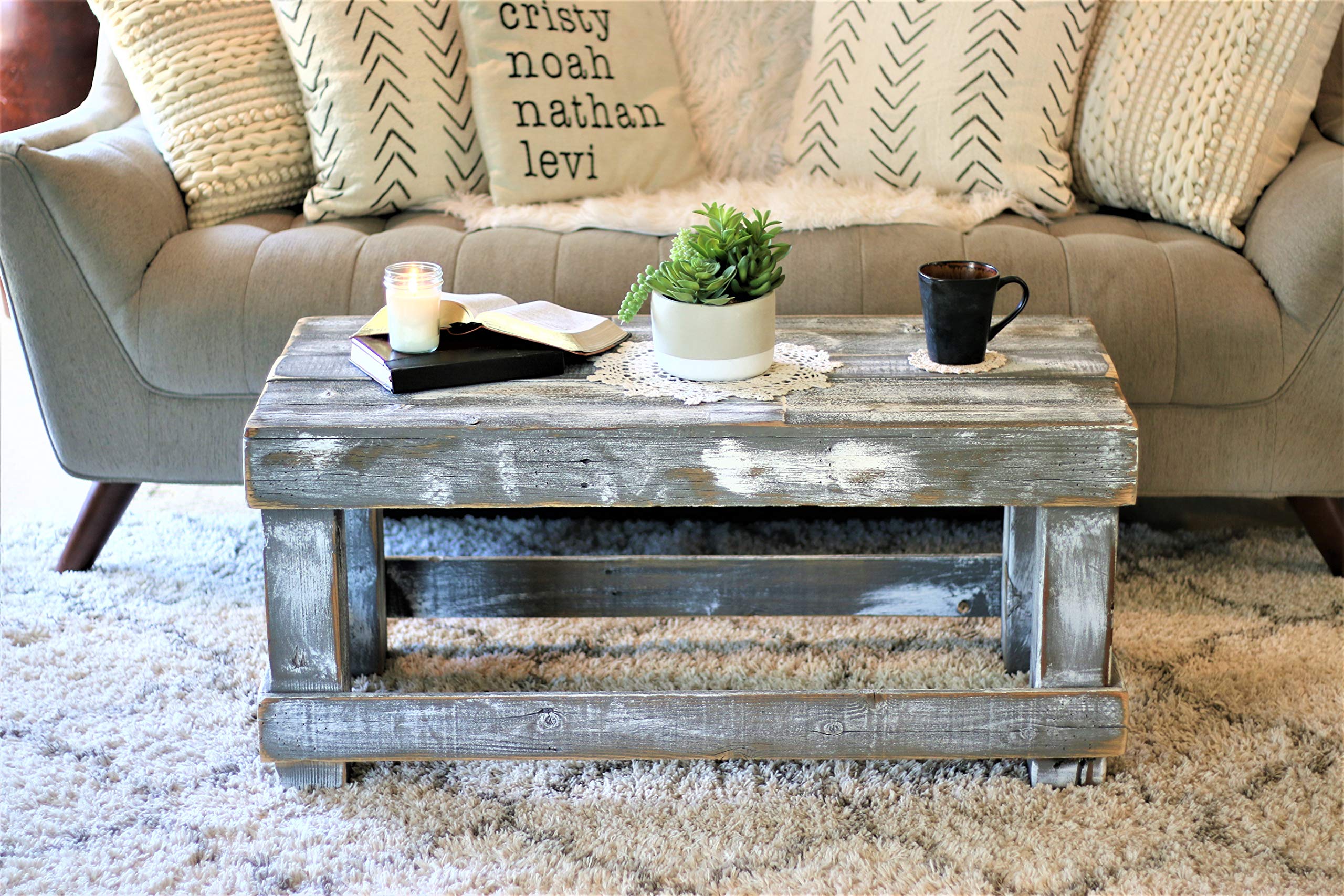 Modern Gray Coffee Table - Solid Wood Living Room Furniture for Home Decor | Perfect for Small Spaces, Apartments & Cozy Living Rooms