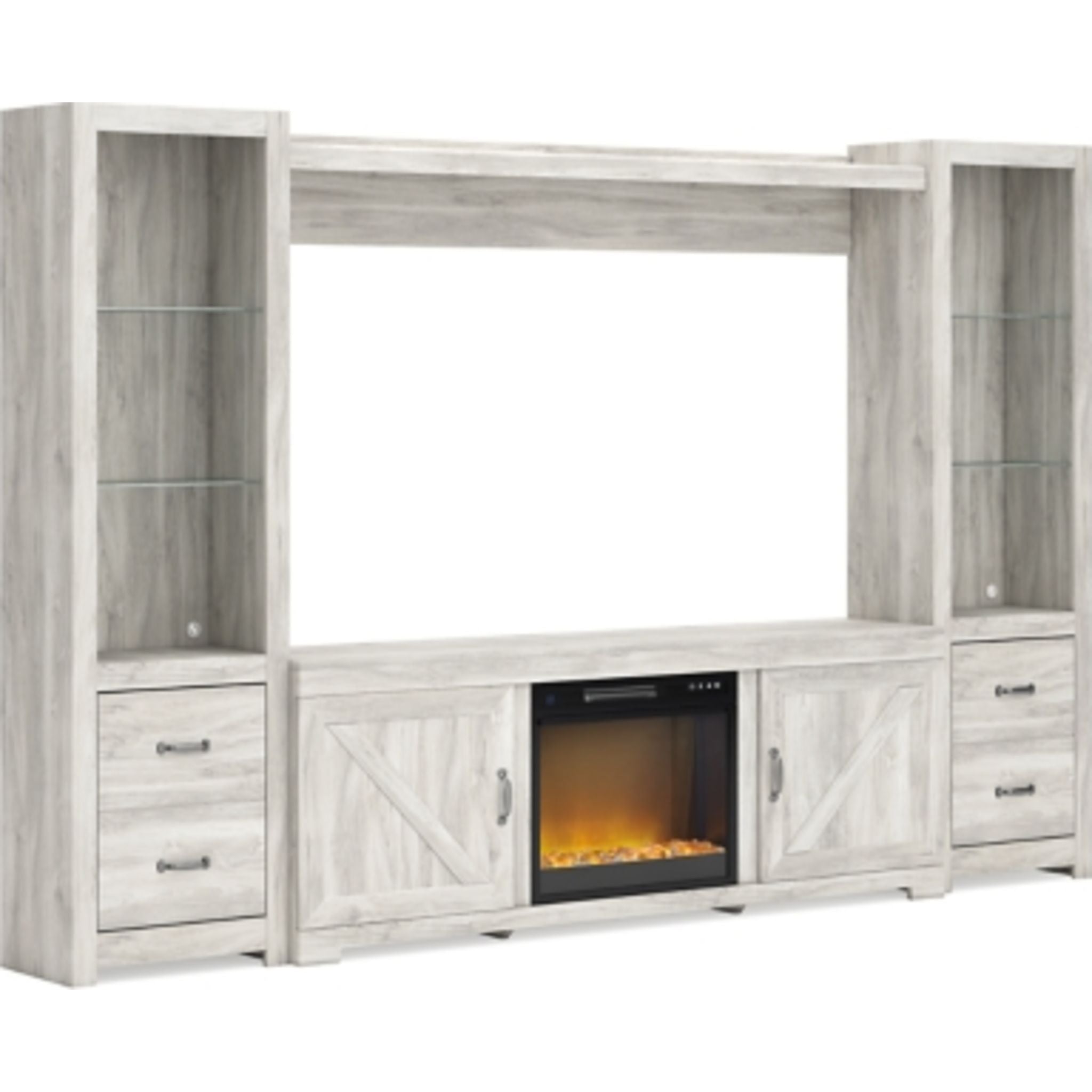 Bellaby 5-Piece Whitewashed Entertainment Center Set - Modern TV Stand with Storage for Living Room, Bedroom & Home Theater