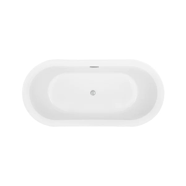 Empava 59 Inch Freestanding Acrylic Soaking Bathtub - White Modern Bath Tub for Spa Relaxation (59FT1505) | Perfect for Master Bathroom, Luxury Hotels & Home Retreats