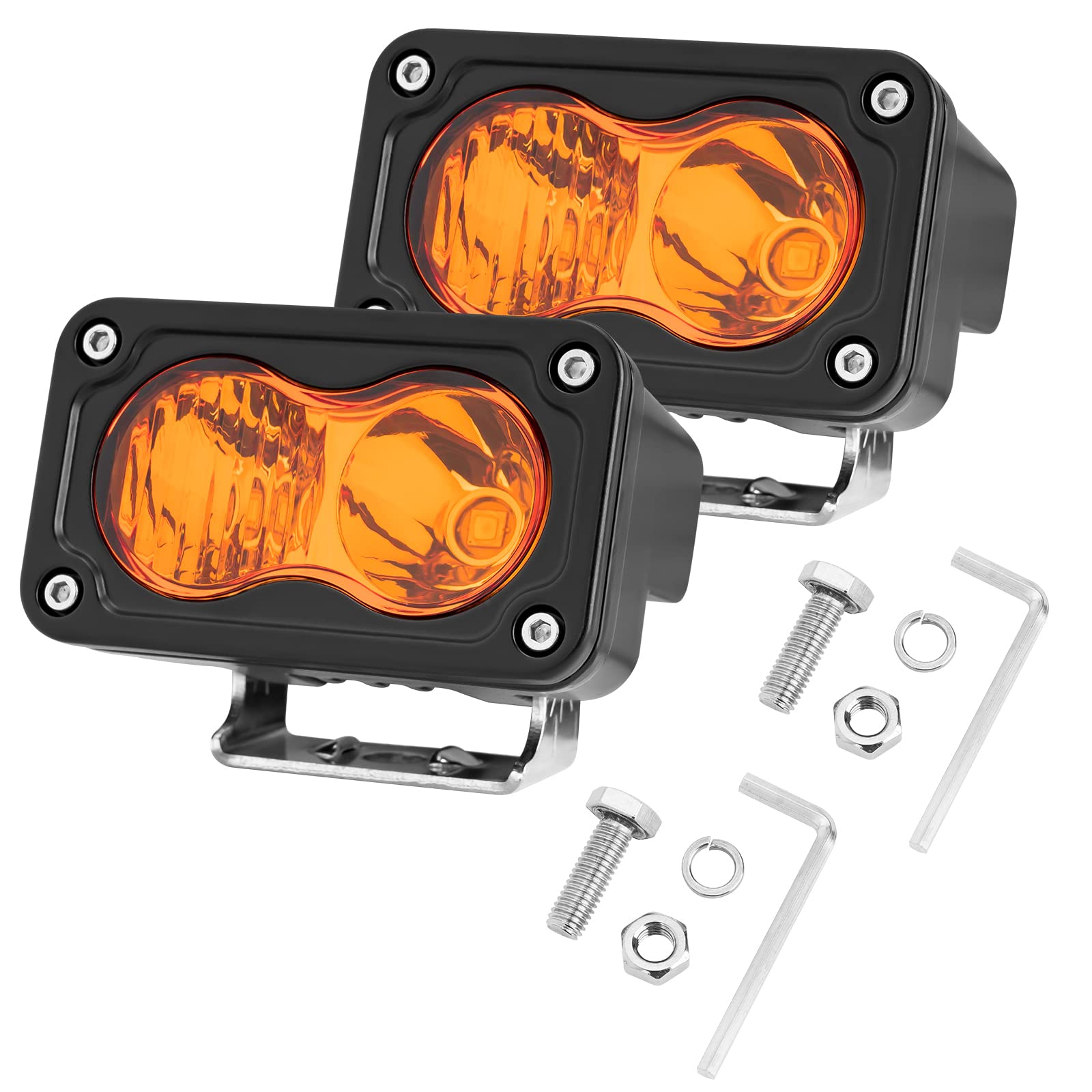 YCHOW-TECH Amber Pod Lights 2PCS 3 Inch 40W LED Combo Beam - Waterproof Off-Road Spot Fog Lights for Surron, Motorcycle, Dirt Bike, Truck, SUV, UTV & ATV | Perfect for Night Riding, Trail Adventures & Off-Road Bumper Lighting