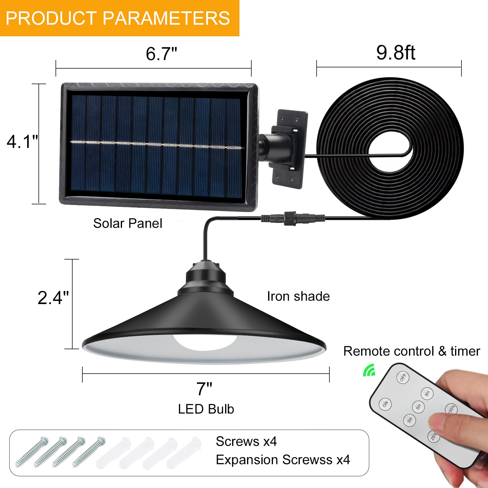 Pearlstar Solar Shed Light with 3 Brightness & 3 Timing Modes - Waterproof Hanging Solar Pendant Lights for Outdoor & Indoor Use - Perfect for Gazebo, Barn, Coop, Patio, Garage, Camping, Porch and Home Decor