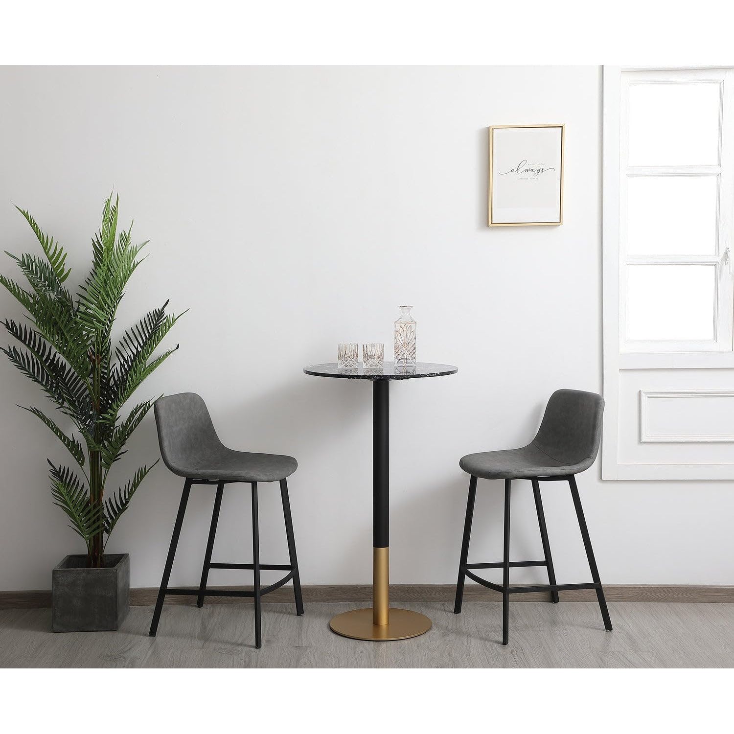 23 Inch Black Modern Pub Table - Elegant Home Decor for Kitchen, Bar & Dining Room - Perfect for Small Spaces & Entertaining Guests