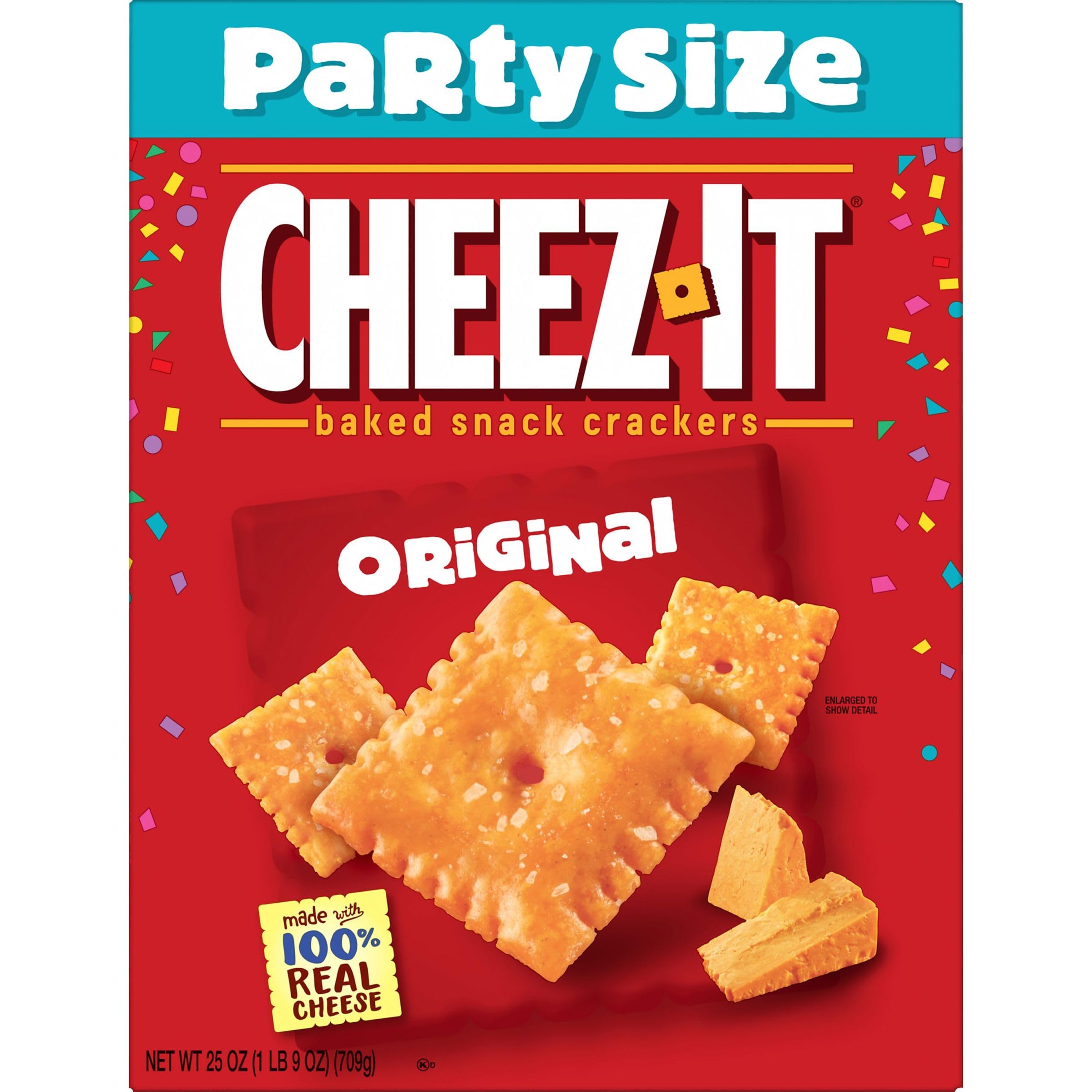Cheez-It Original Baked Cheese Crackers - 25oz Party Size Box | Perfect for Lunch Snacks, Office Treats & Game Day Parties