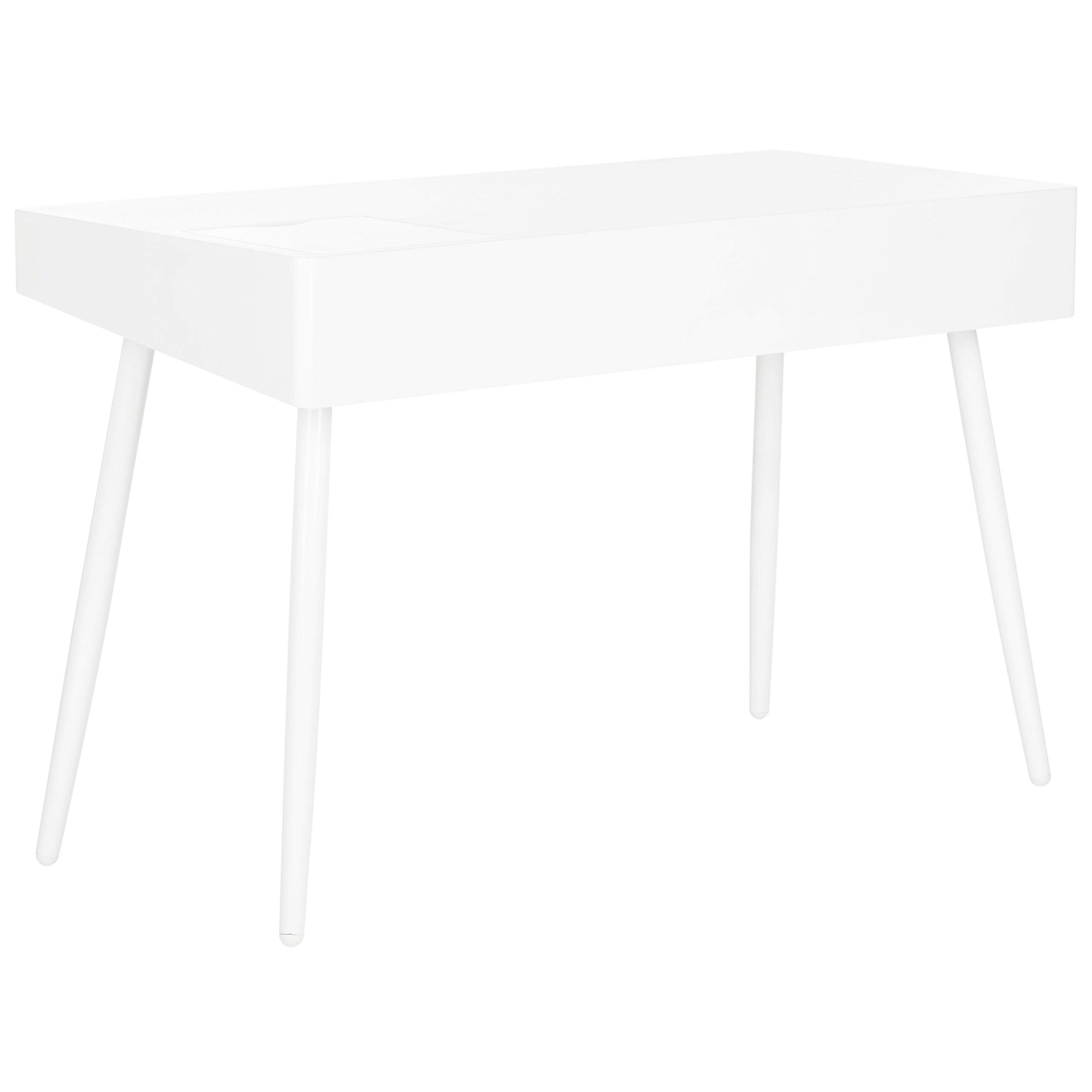 Safavieh Fadri Mid-Century Scandinavian White One-Drawer Writing Desk - Compact Home Office Desk for Small Spaces, Dorm Rooms & Modern Workspaces