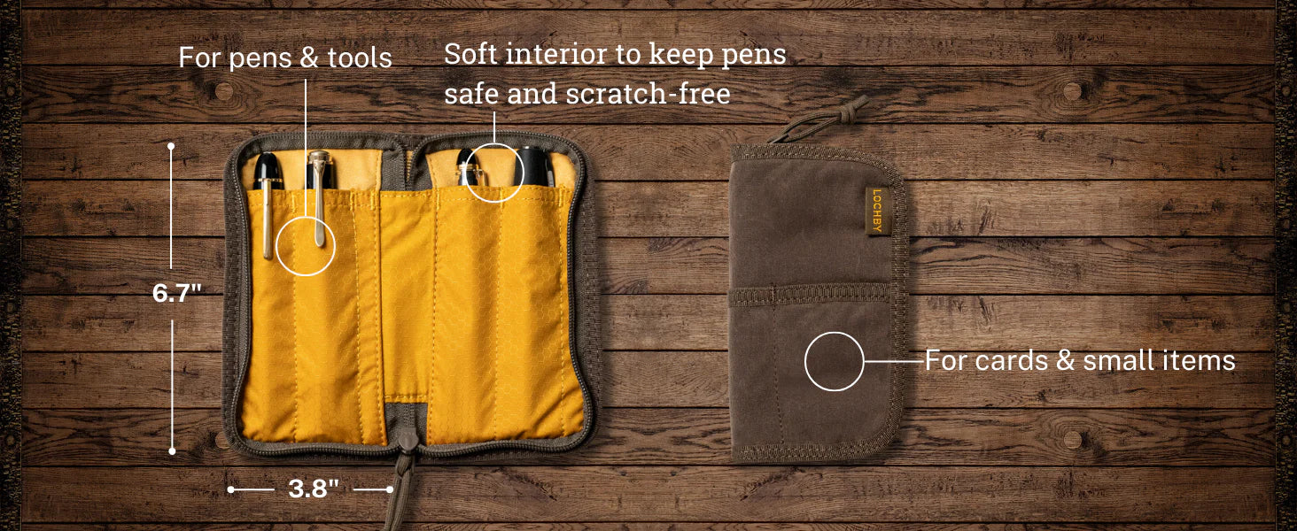 LOCHBY Quattro Pen Pouch - Premium Leather Pen Case for Fountain Pens, Ballpoints & Gel Pens - Perfect for Office, School & Travel Organization