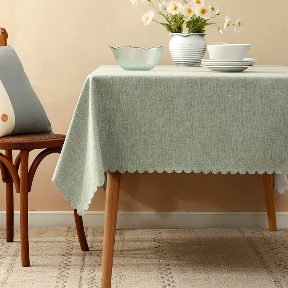 Fennco Styles Woven Solid Sage Green Tablecloth 56x88 Inch - Wrinkle-Free, Heat-Resistant Washable Table Cover for Dining, Parties, Weddings | Perfect for Indoor & Outdoor Events, Holidays, Home Decor