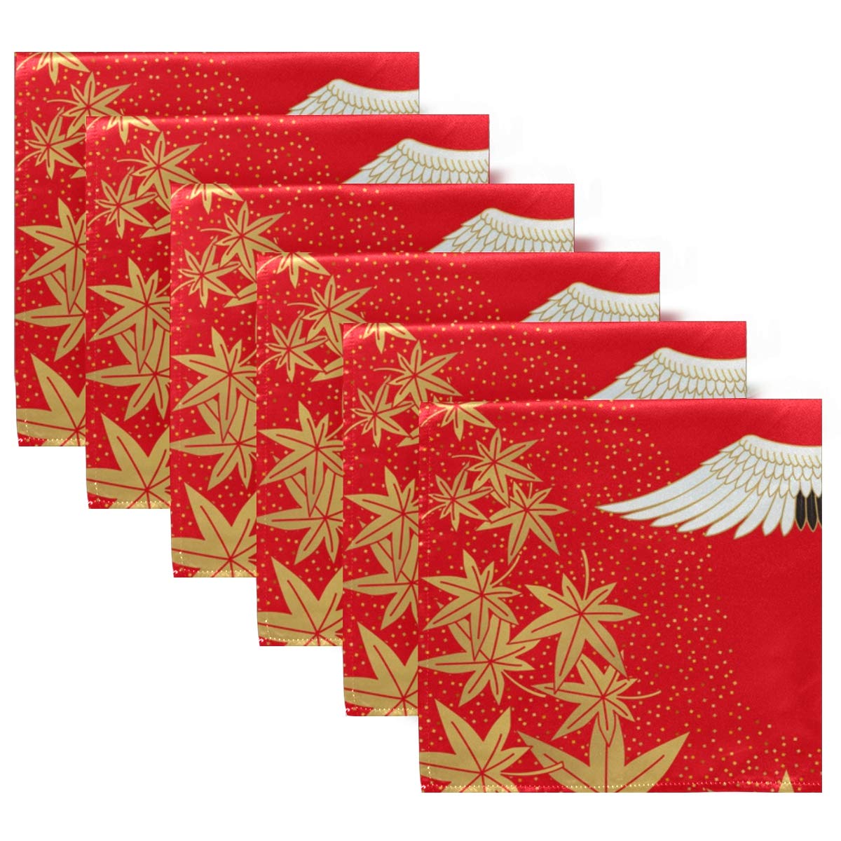 Japanese Cherry Blossom & Maple Leaf Cloth Napkins Set of 4 - 20x20 Inch Washable Cotton Dinner Napkins for Family Dining, Wedding Party, Restaurant & Holiday Decor - Elegant Table Linens for Everyday Use & Special Occasions