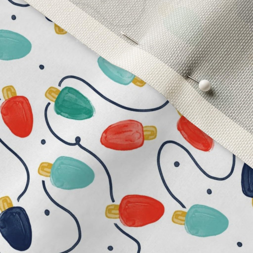 Christmas Lights Red String Winter Holiday Printed Velvet Fabric by The Yard - Upholstery, Home Decor & Apparel Material - Perfect for DIY Holiday Decorations, Cozy Winter Clothing, and Festive Home Furnishings