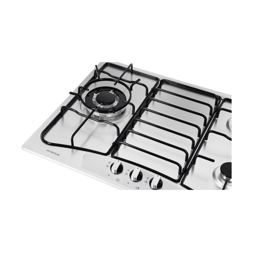 EF EFH3760 68cm 3 Burner Gas Hob - Stainless Steel Cooktop for Home Kitchen | Perfect for Apartments, RVs & Outdoor Cooking (EFH3760 TN VSB)