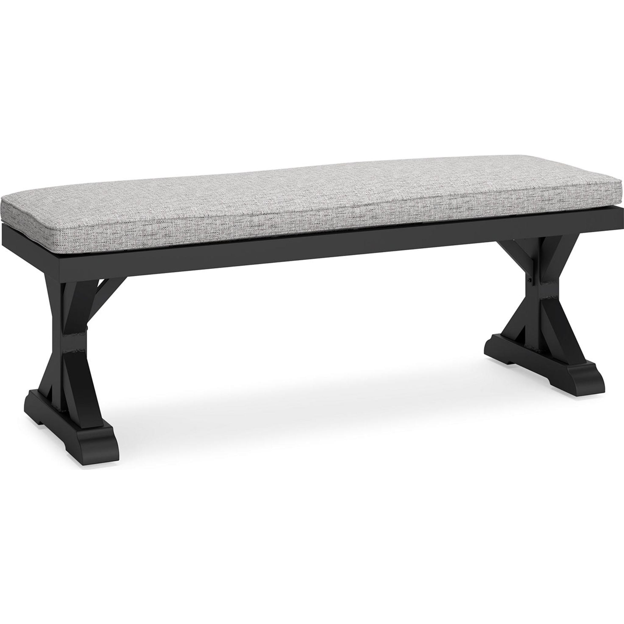**Beachcroft Outdoor Bench with Cushion - Weather-Resistant Patio Furniture for Garden, Porch & Backyard - Black/Light Gray**    (Note: This optimized title includes keywords like 