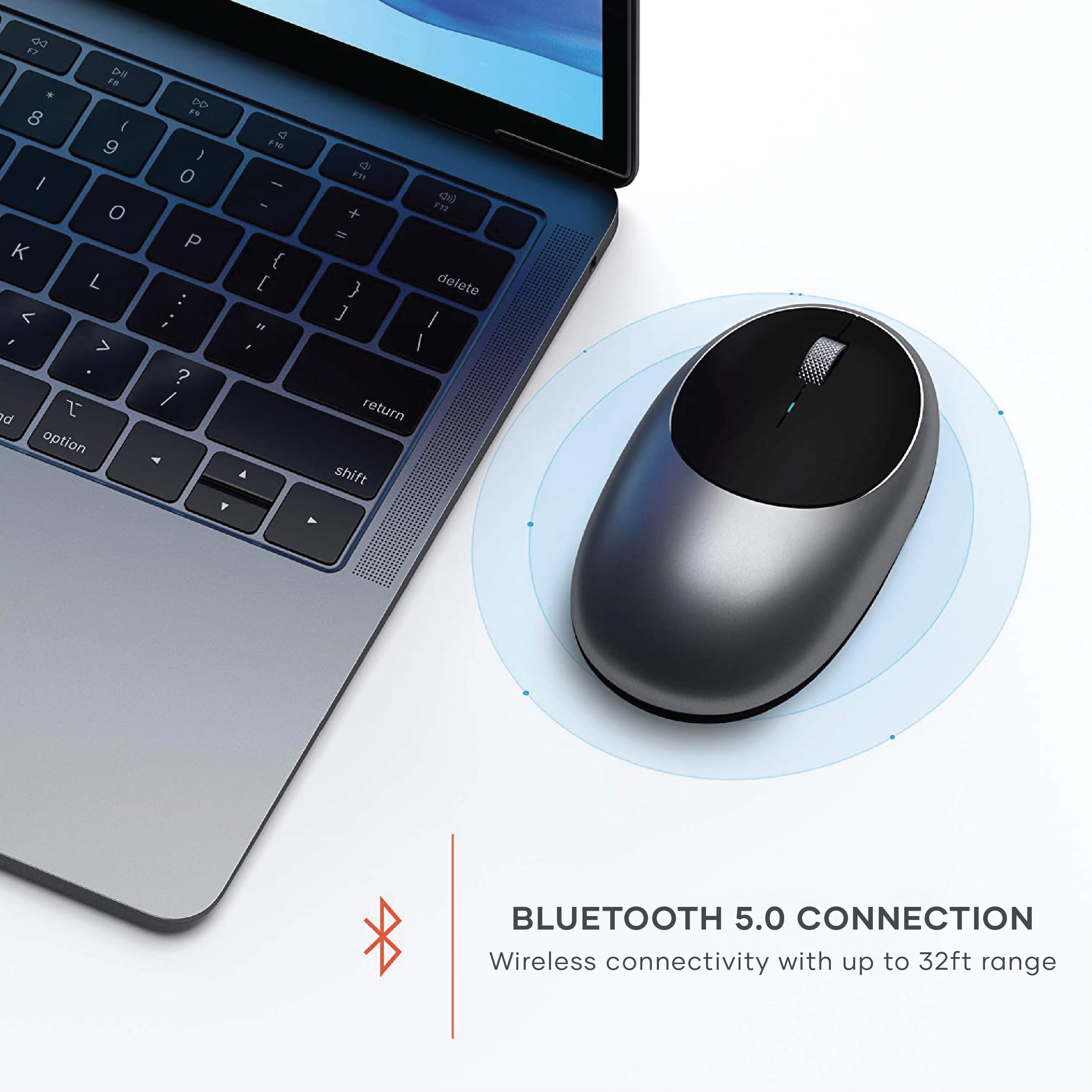 Satechi Wireless Bluetooth Mouse for MacBook Pro M1/M2 - Rechargeable USB-C Mouse Compatible with MacBook Air, iMac, Mac Mini, iPad Pro & More - Ergonomic Design for Office & Home Use - Space Gray