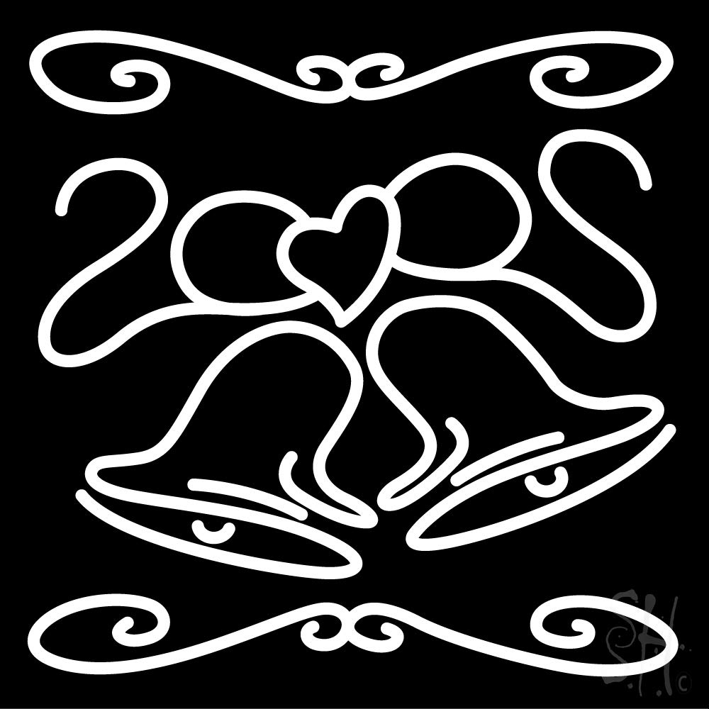 16x16 Inch LED Neon Sign with Cute Heart Ribbon - Wedding Bells Design, Black Square Acrylic Backing & Dimmer Switch - Premium Indoor Wedding Decor for Reception, Bridal Shower, Anniversary Party