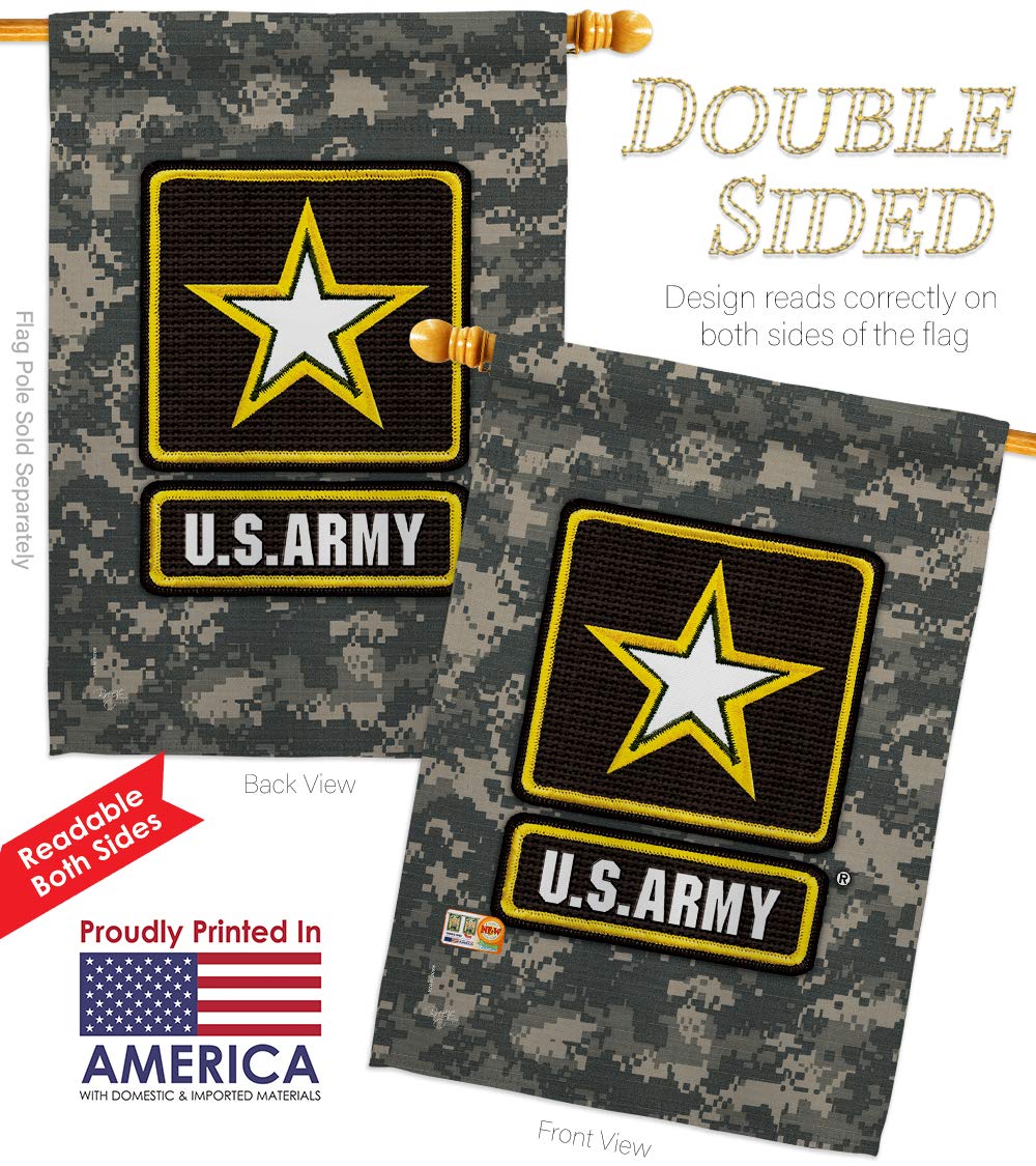 US Army Camouflage Garden House Flags Kit - Double-Sided 28x40 Inch Military Yard Banner for Armed Forces, Rangers, Veterans & Retirees | Patriotic Outdoor Decor Made in USA | Perfect for Memorial Day, Veterans Day & Front Yard Displays