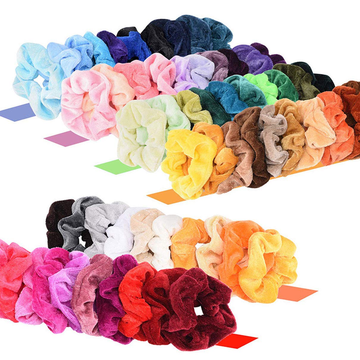 50 Pcs Velvet Hair Scrunchies - Soft Elastic Hair Bands & Ponytail Holders for Women & Girls | Hair Accessories for Work, Gym, School & Everyday Use