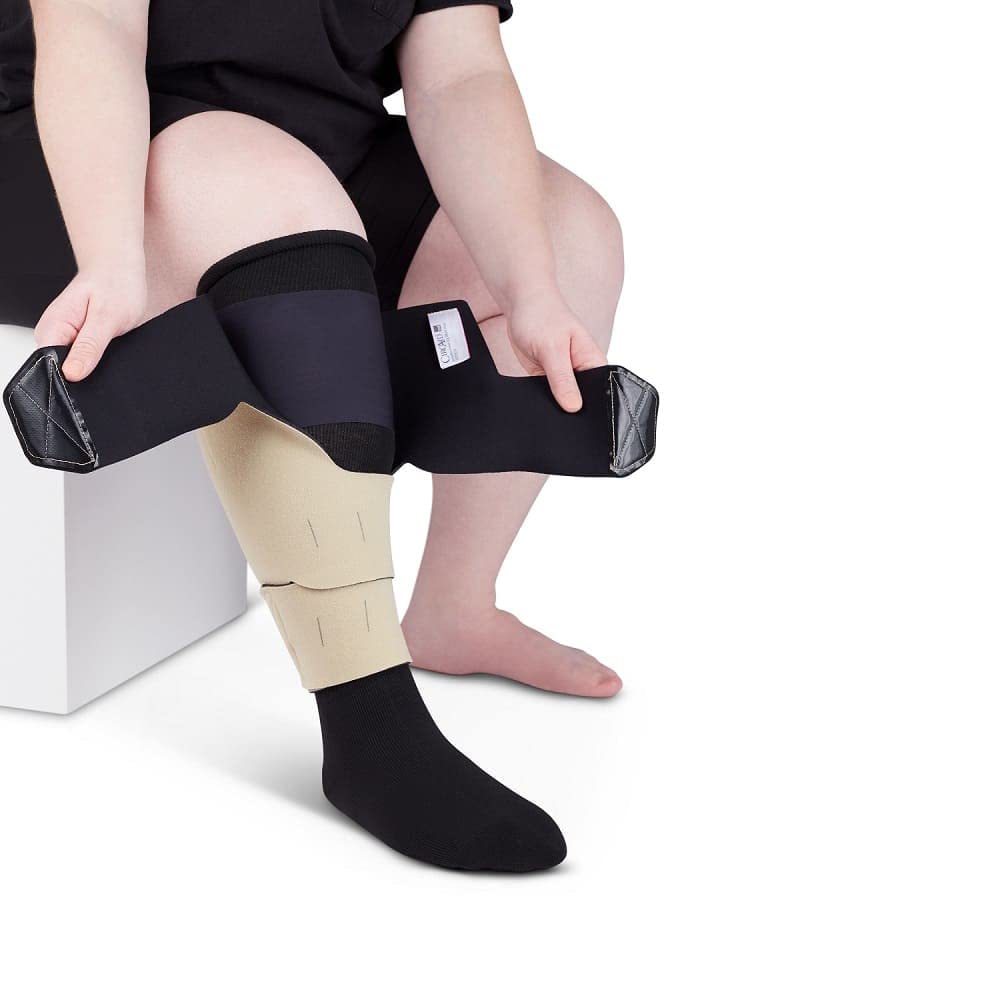 CircAid Juxtalite HD Adjustable Lower Leg Compression Wrap for Men & Women – Breathable Support Garment for Improved Circulation with Flexible Hood & Loop Straps – Ideal for Lymphedema, Swelling & Post-Surgery Recovery