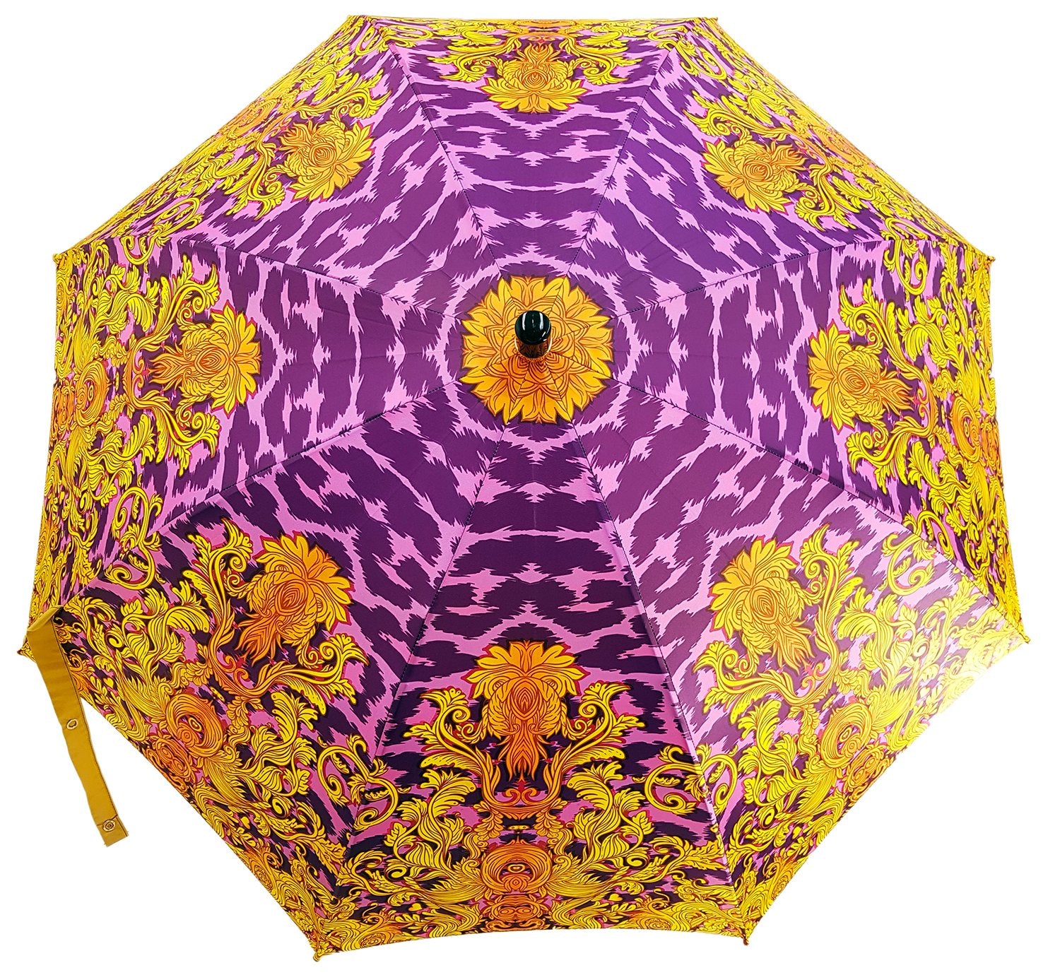 Elegant Lilac & Gold Abstract Leopard Print Umbrella - Windproof Compact Folding Travel Umbrella for Women, Perfect for Rainy Days, Outdoor Events & Fashion Accessory