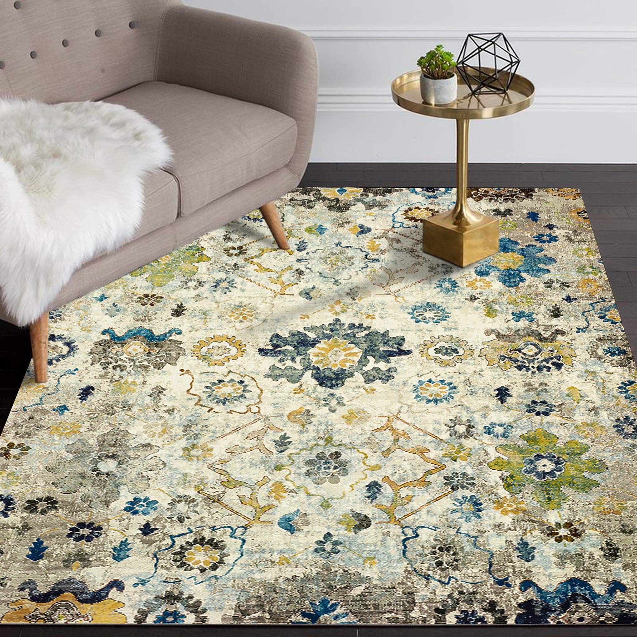 LR Home Gala Collection 8' x 10' Beige Multi Area Rug - Perfect for Living Room, Bedroom & Home Decor