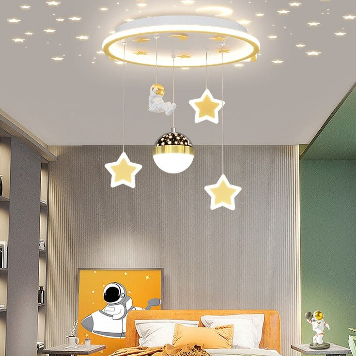 Kids Astronaut Chandeliers Light - LED Space Themed Ceiling Fixture for Children's Bedroom & Playroom Decor | Perfect for Nursery, Boys Room & Science Theme Party