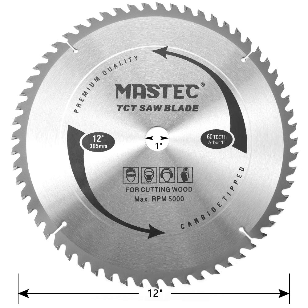 Premium 12 Inch 60-Tooth Miter Saw Blade for Wood Cutting - 1-Inch Arbor - Perfect for Fine Woodworking, Crown Molding & Trim Projects