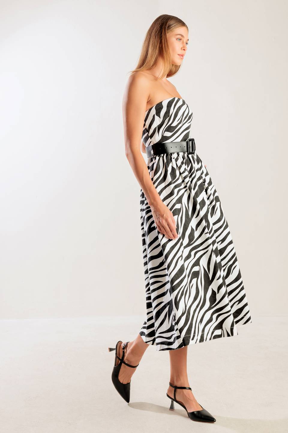 Stylish Zebra Print Midi Dress - Trendy Animal Print Fashion for Women | Perfect for Parties, Dates & Casual Outings