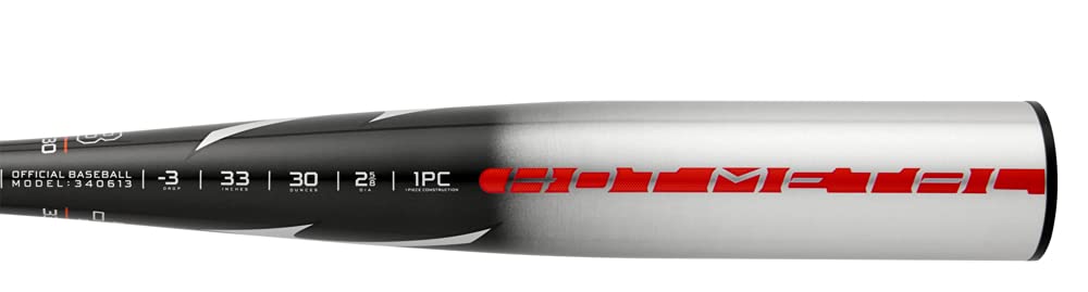 Mizuno B22-HOT METAL -3 BBCOR Baseball Bat | 2022 Model | 2 5/8 Inch Barrel | 1-Piece Aluminum Alloy | CORTECH Barrel Technology | Speed-Helix Grip | Optimized End Cap | Perfect for High School & College Baseball Players | Durable & High-Performance Bat for Competitive Games