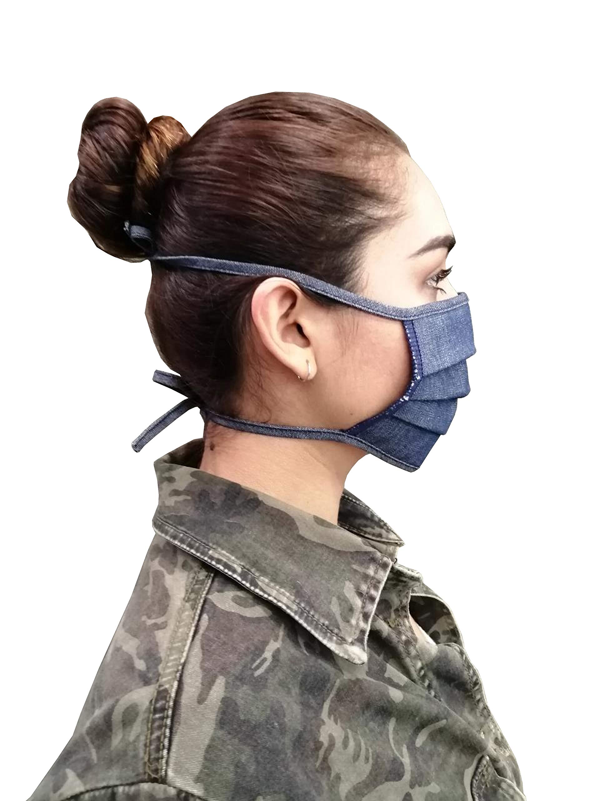 Adjustable Cotton Blend Face Mask 3-Pack - Breathable Red Twill Fabric, One Size Fits Most (226677) for Daily Wear, Travel & Outdoor Activities