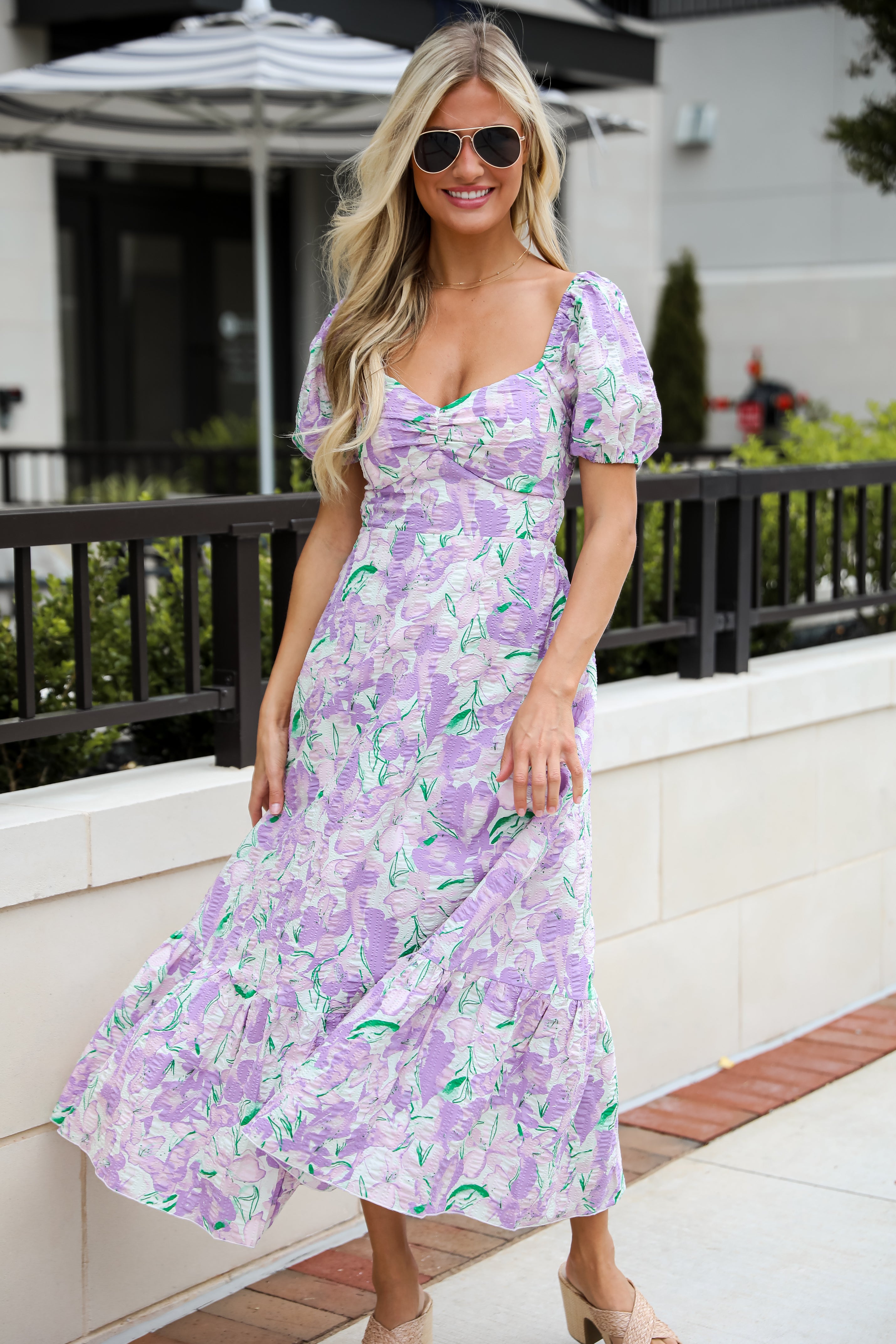 Lilac Floral Maxi Dress - Elegant Long Flowy Summer Dress for Women, Perfect for Beach Vacations, Weddings & Date Nights