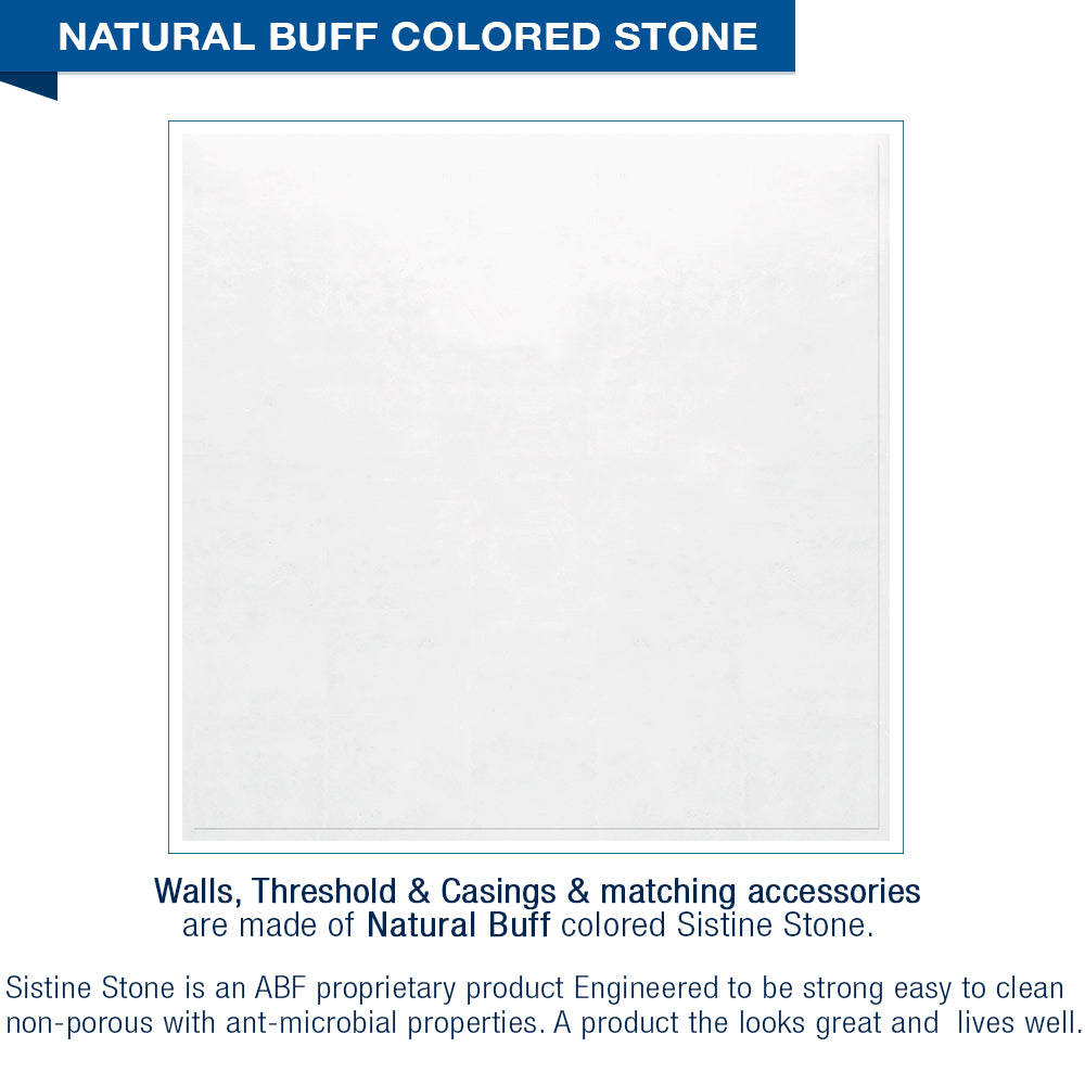 60 Alcove Natural Buff Sistine Stone & Del Mar Mosaic Accent DIY Shower Remodel Kit with Free Shampoo Niche - Bathroom Renovation Tile Set for Shower Walls and Backsplash