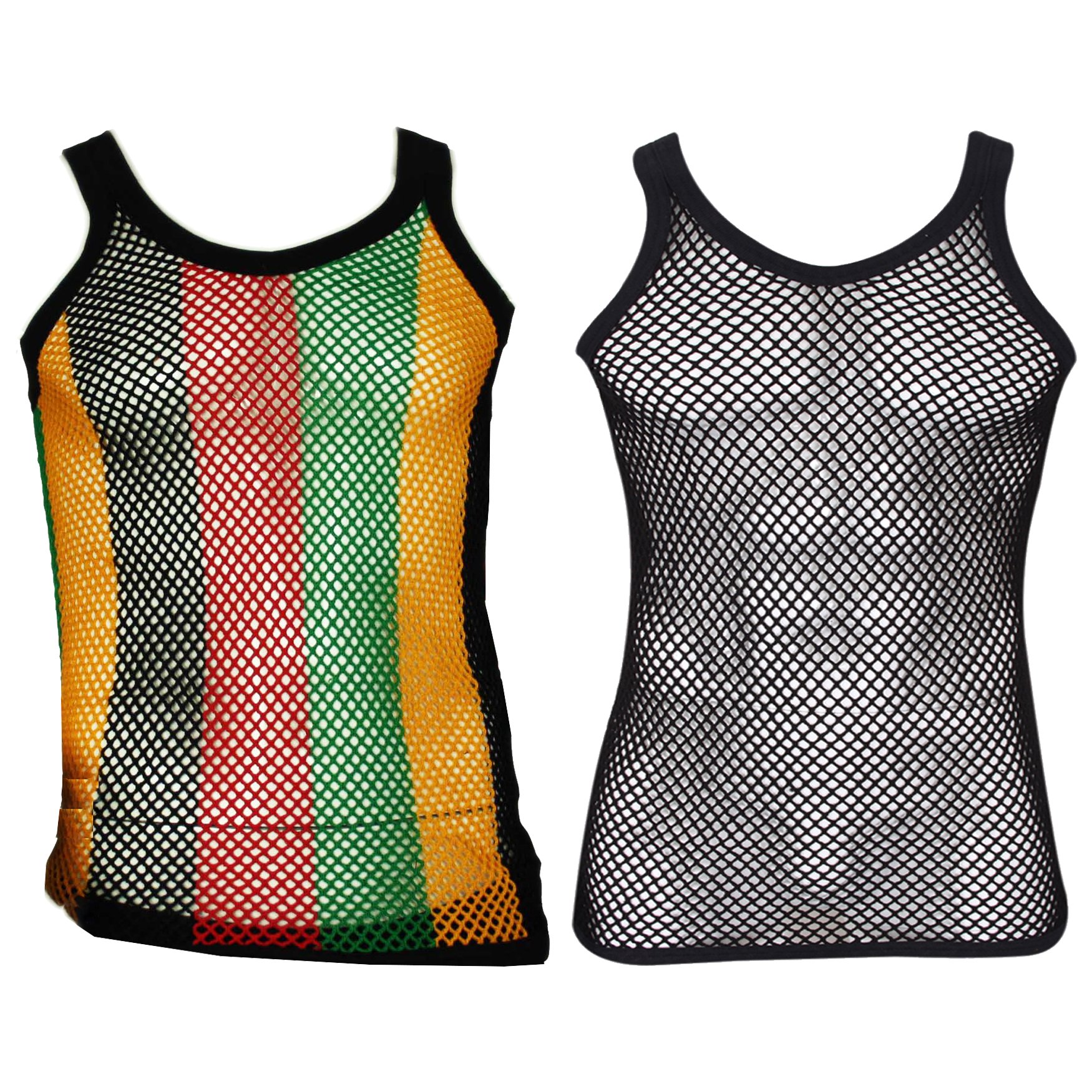 Men's Mesh Vest - Cotton Fishnet Muscle Shirt in Black, Red, Green, Yellow for Gym & Streetwear