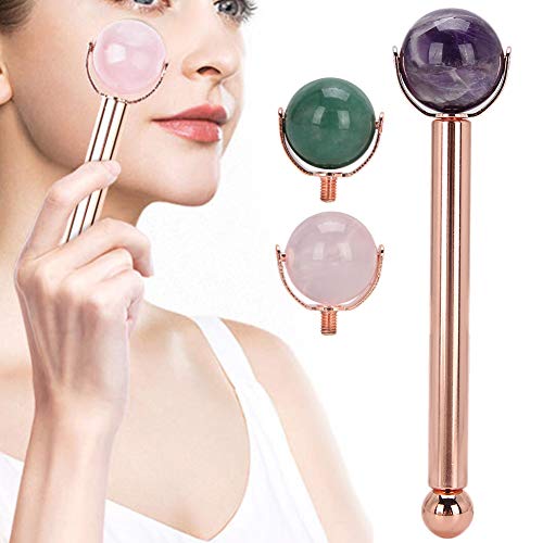 Jade Roller for Face & Neck - Skin Tightening & Anti-Wrinkle Facial Massager with Round Head - Eye Massage Tool for Relaxation & Lymphatic Drainage - Perfect for Morning Routine & Night Skincare