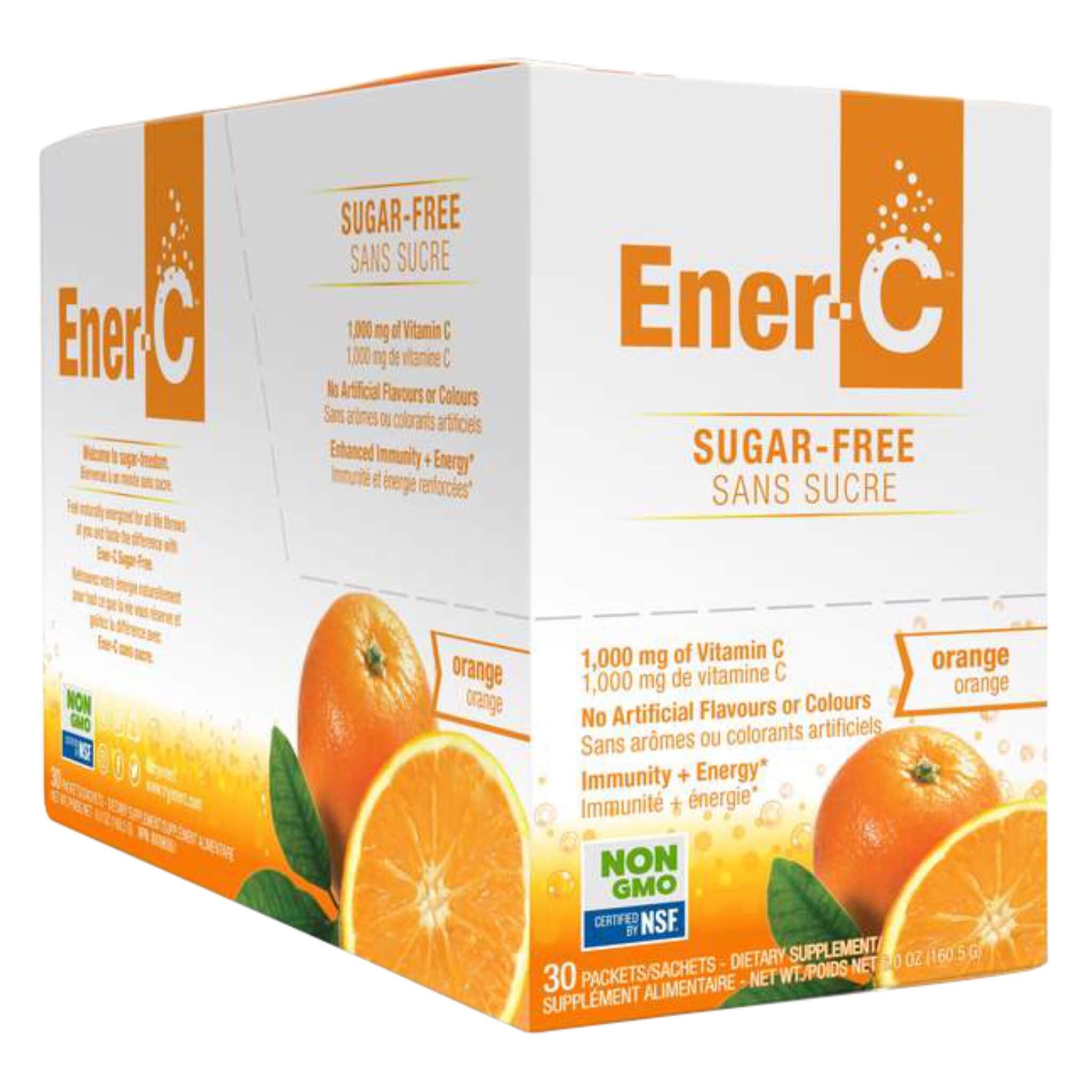 Ener C Vitamin C Effervescent Drink Mix - Sugar Free Orange Flavor | Immune Support & Hydration | Perfect for Travel, Workout & Daily Wellness