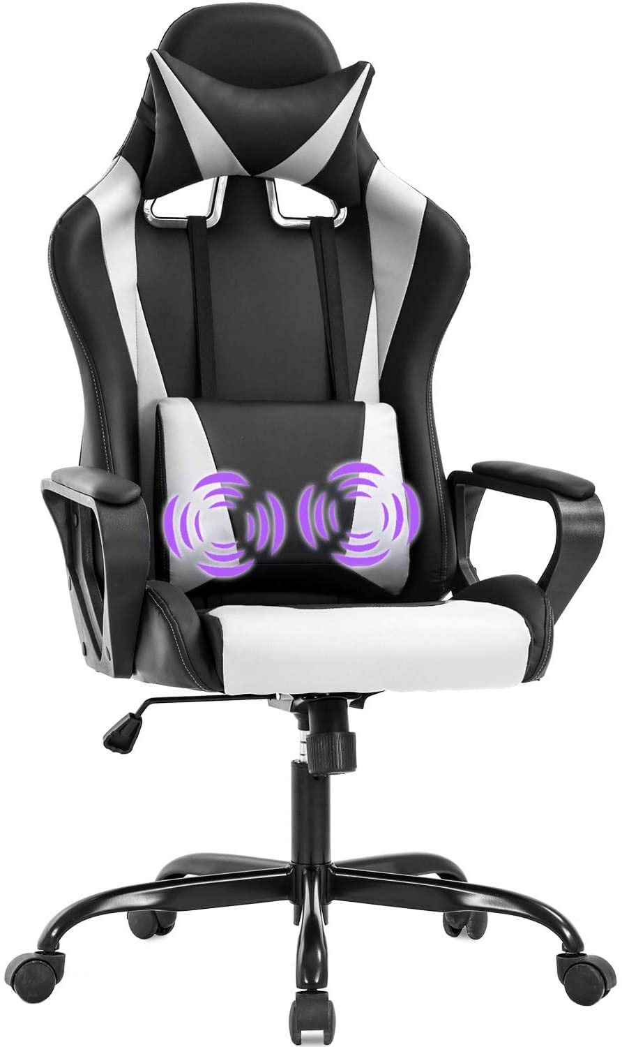 YYkokocat Ergonomic Gaming Chair - High Back Racing Style Office Chair with Lumbar Support & Adjustable Arms, Swivel Computer Desk Chair for Adults, White - Perfect for Esports, Home Office & Gaming Setup