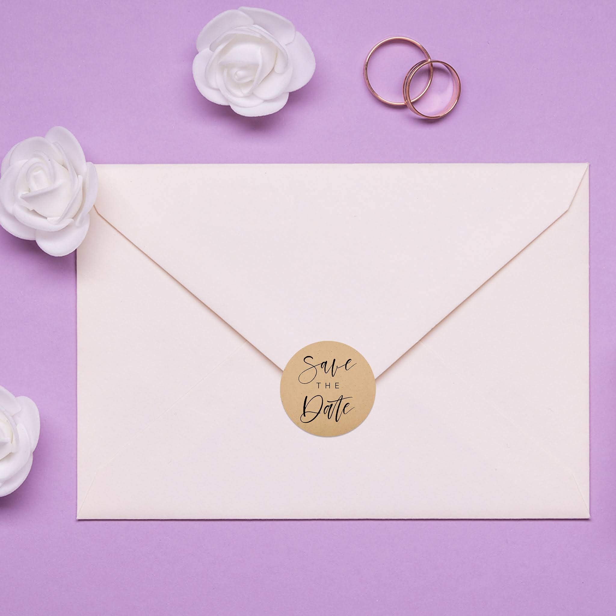 Save The Date Stickers - 2 Inch Round Kraft Brown Wedding Seals with Modern Cursive Design - 120-Pack for Invitations, Envelopes & Stationery - Perfect for DIY Wedding Planning & Bridal Shower Decorations