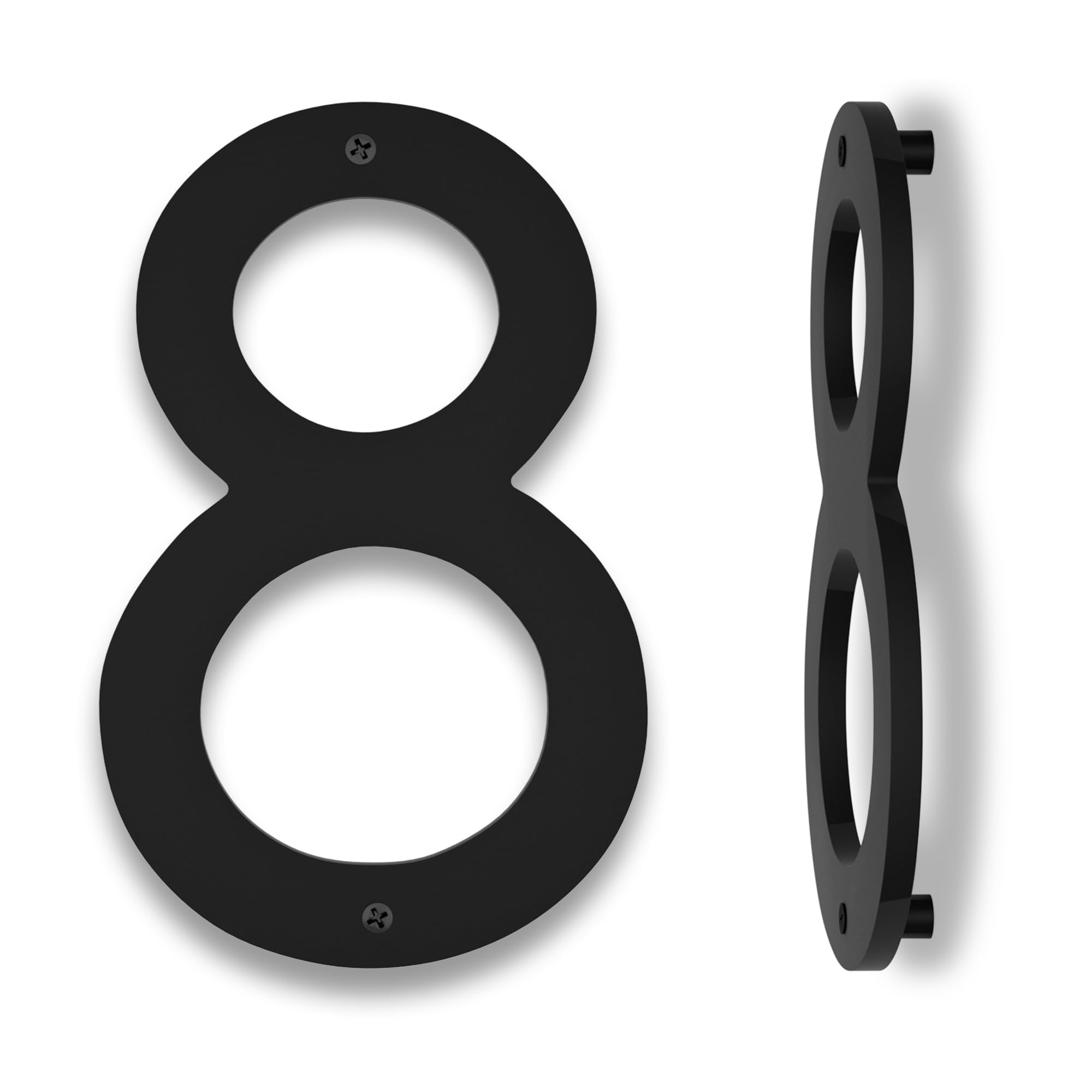 10 Inch Modern Floating House Numbers - Large Black Address Plaque with Nails Kit & Template - Easy to Install Exterior House Sign for Garage, Gate, Mailbox - Weatherproof Metal Address Numbers for Home, Farmhouse, Street (Number 8) - Perfect for Curb Appeal and Package Delivery Visibility