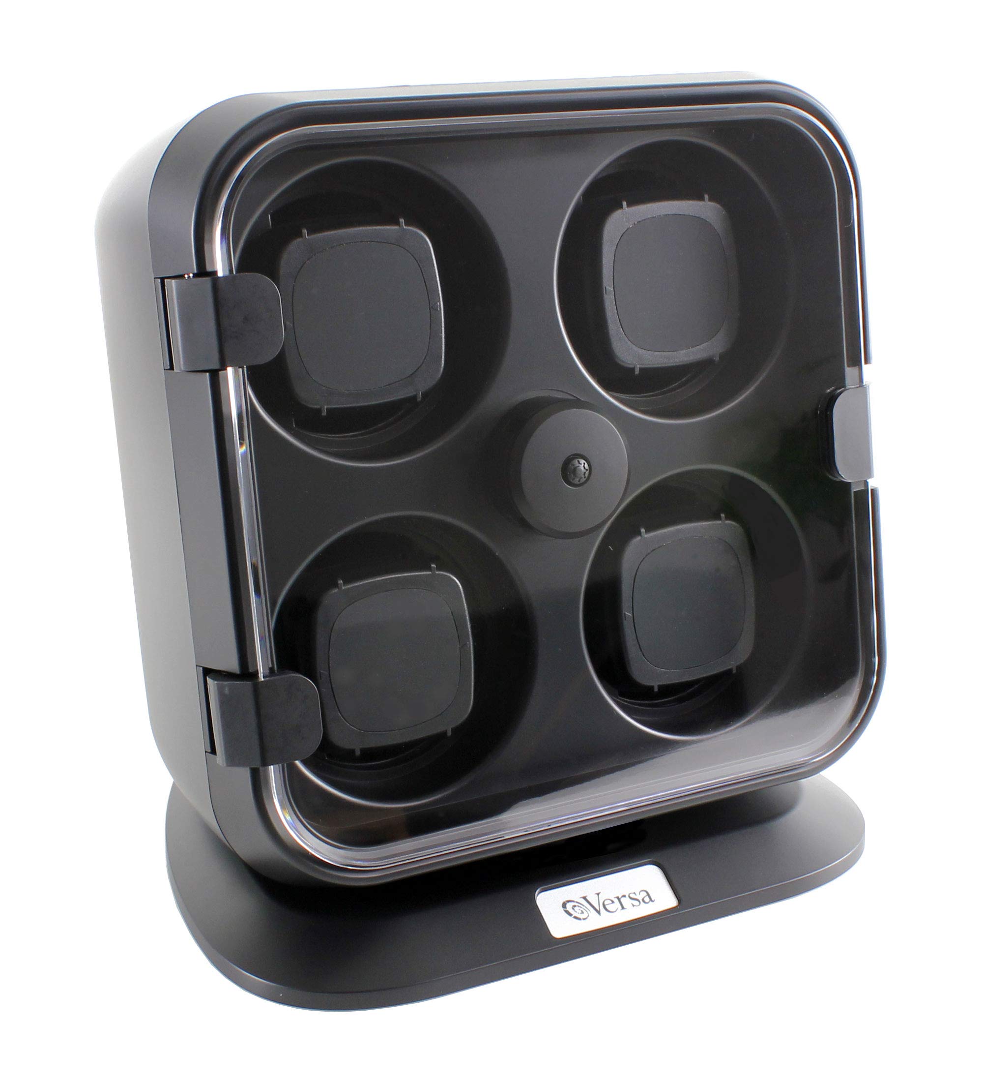 Versa Quad Watch Winder with LED Light - Black | 12 Independent Rotation Modes & Timer Settings | Adjustable Watch Pillows for Large Watches | Anti-Magnetic Design | Perfect for Watch Collectors & Luxury Timepiece Storage