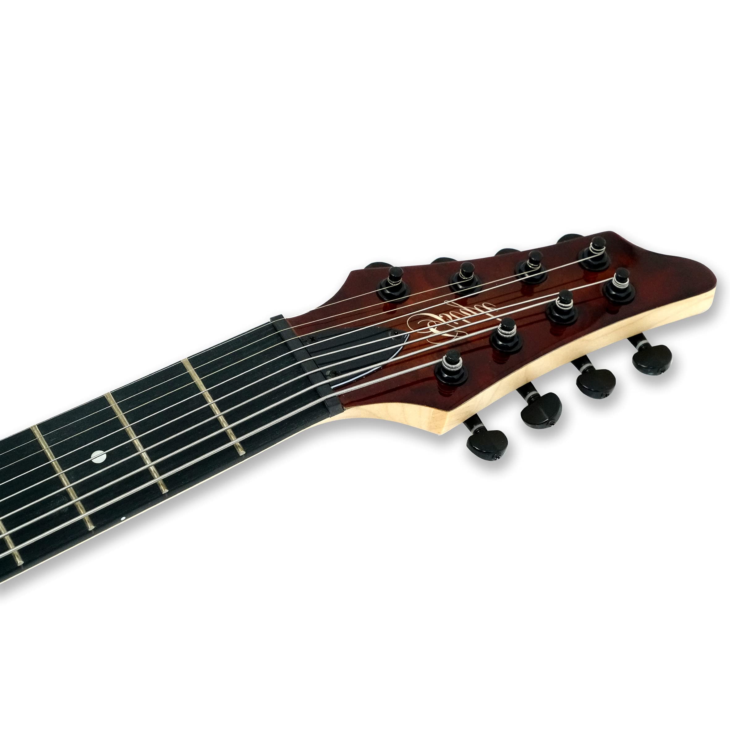 Left-Handed 8 String Electric Guitar - Burl Poplar Veneer Top, Okoume Wood Body, Bolt-On Maple Neck - Perfect for Metal, Rock & Progressive Music (ES-800)