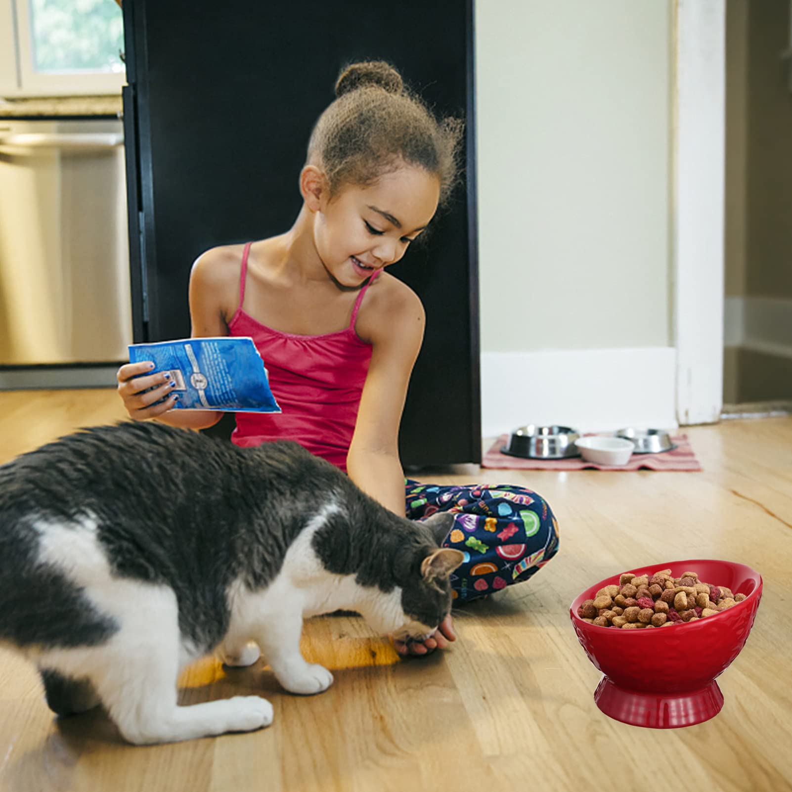 Balacoo Elevated Ceramic Pet Bowls for Cats & Dogs - Raised Food and Water Dish for Puppies, Kittens, Small Pets - Perfect for Mealtime, Feeding Station, and Home Decor
