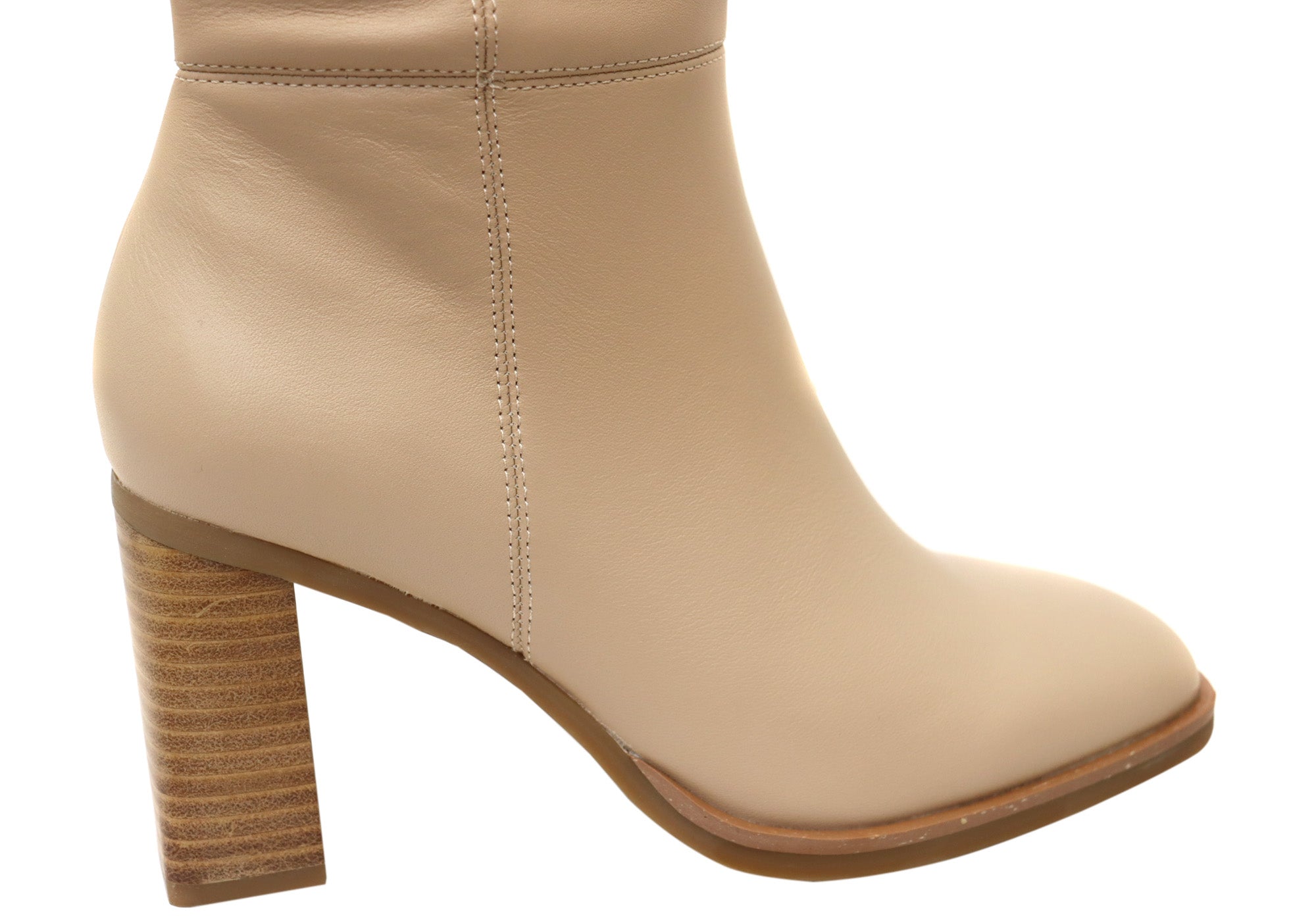 Hush Puppies Women's Leather Heeled Mid Calf Boots in Nude - Comfortable & Stylish Ankle Booties for Work, Date Night & Fall Fashion