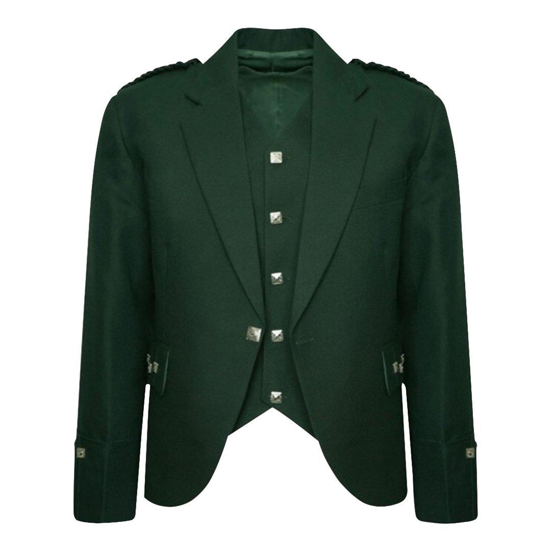 Stylish Green Argyll Jacket & Vest Set - Classic Scottish Tartan Pattern for Men & Women | Perfect for Weddings, Parties & Outdoor Events