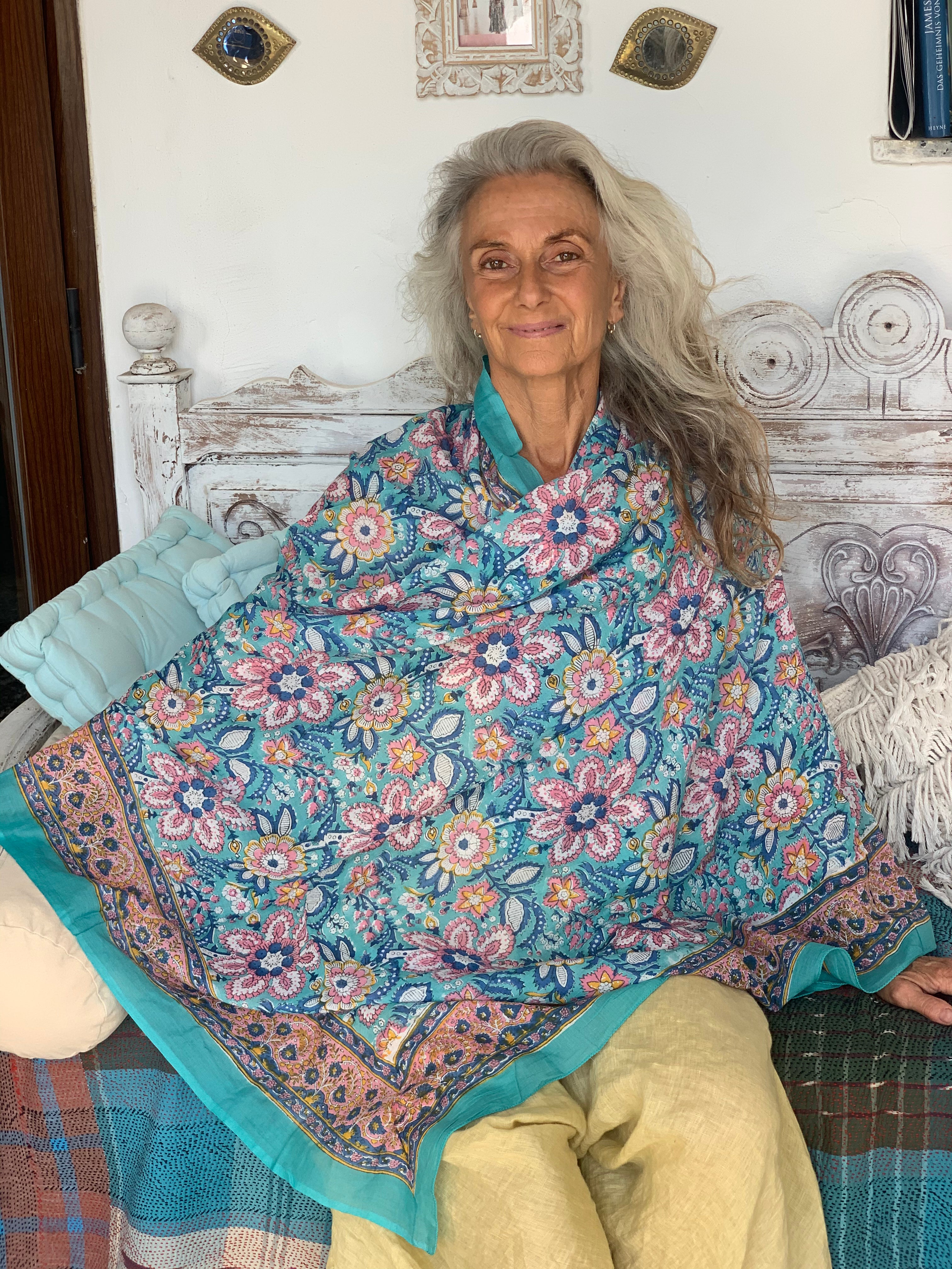 Handmade Block Printed Cotton Sarong - Boho Beach Pareo for Women, Summer Cover Up, Poolside Wrap, Travel Scarf & Yoga Skirt