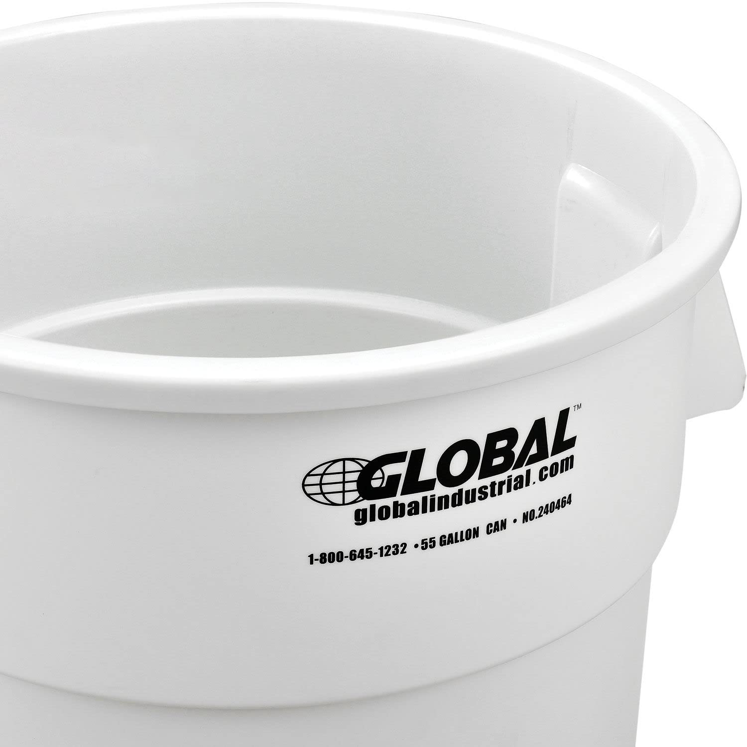 55 Gallon Heavy-Duty White Garbage Can - Commercial & Industrial Trash Bin for Office, Warehouse, Restaurant & Outdoor Use