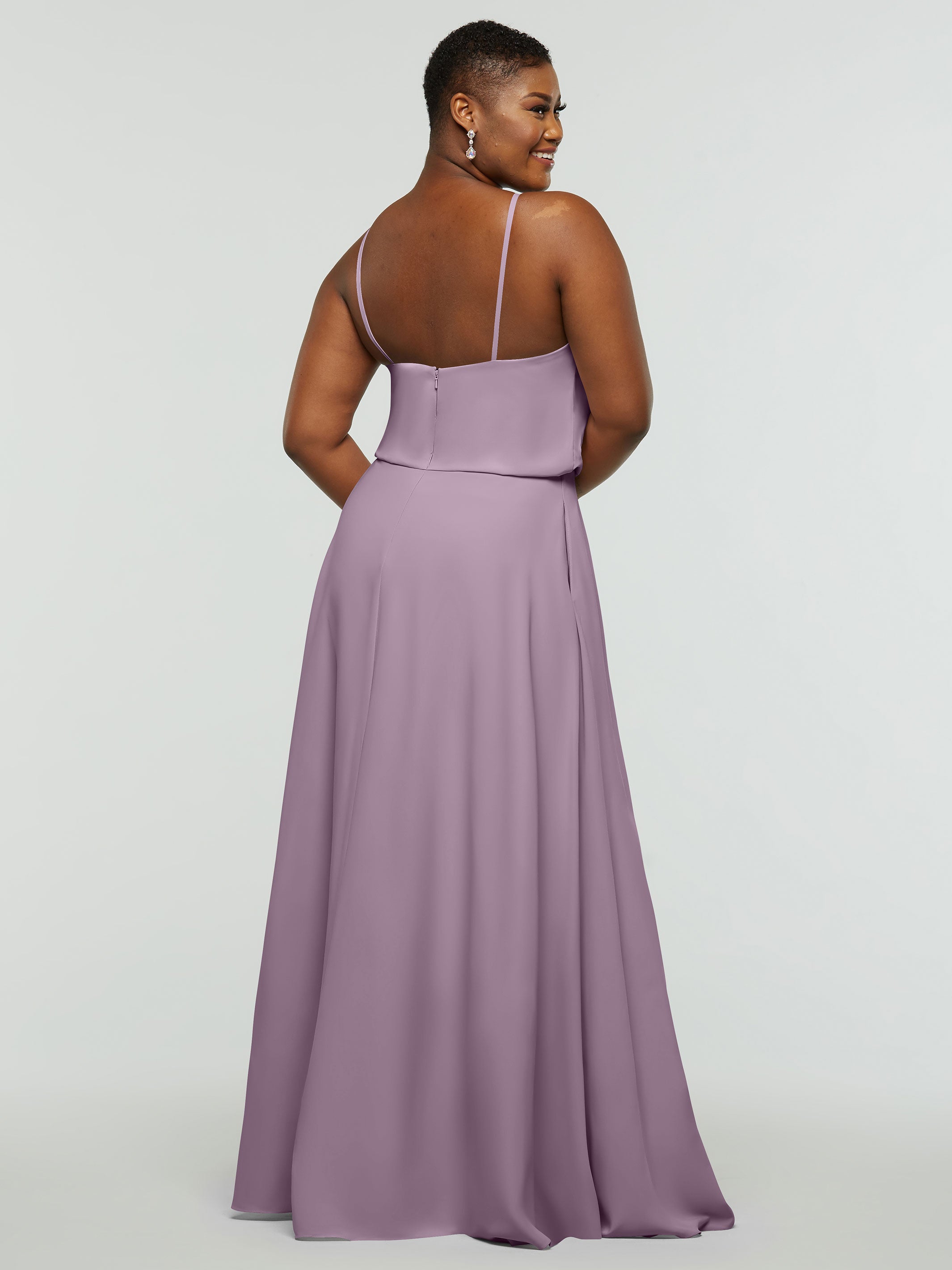 Elegant 83015 Stretch Chiffon A-Line Bridesmaid Dress with Halter Neckline - Perfect for Weddings, Parties & Formal Events