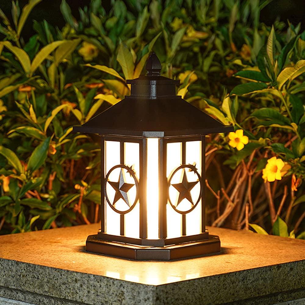 Victorian Style Outdoor Post Lamp - Waterproof Aluminum Garden Light with Glass Shade for Yard, Lawn & Landscape | IP65 Rainproof Pillar Lamp for Fence, Pathway & Patio Lighting