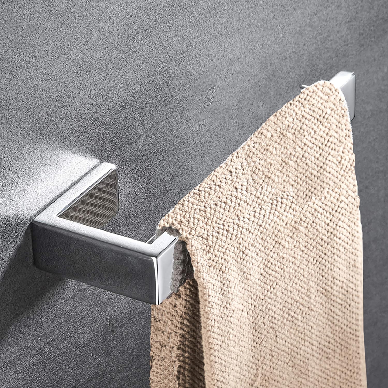 Stainless Steel Chrome Towel Ring Holder - Modern Square Bathroom Towel Bar, Wall Mounted Polished Chrome for Hand & Kitchen Towels | Durable SUS 304 for Bathroom, Kitchen & Laundry Room Organization